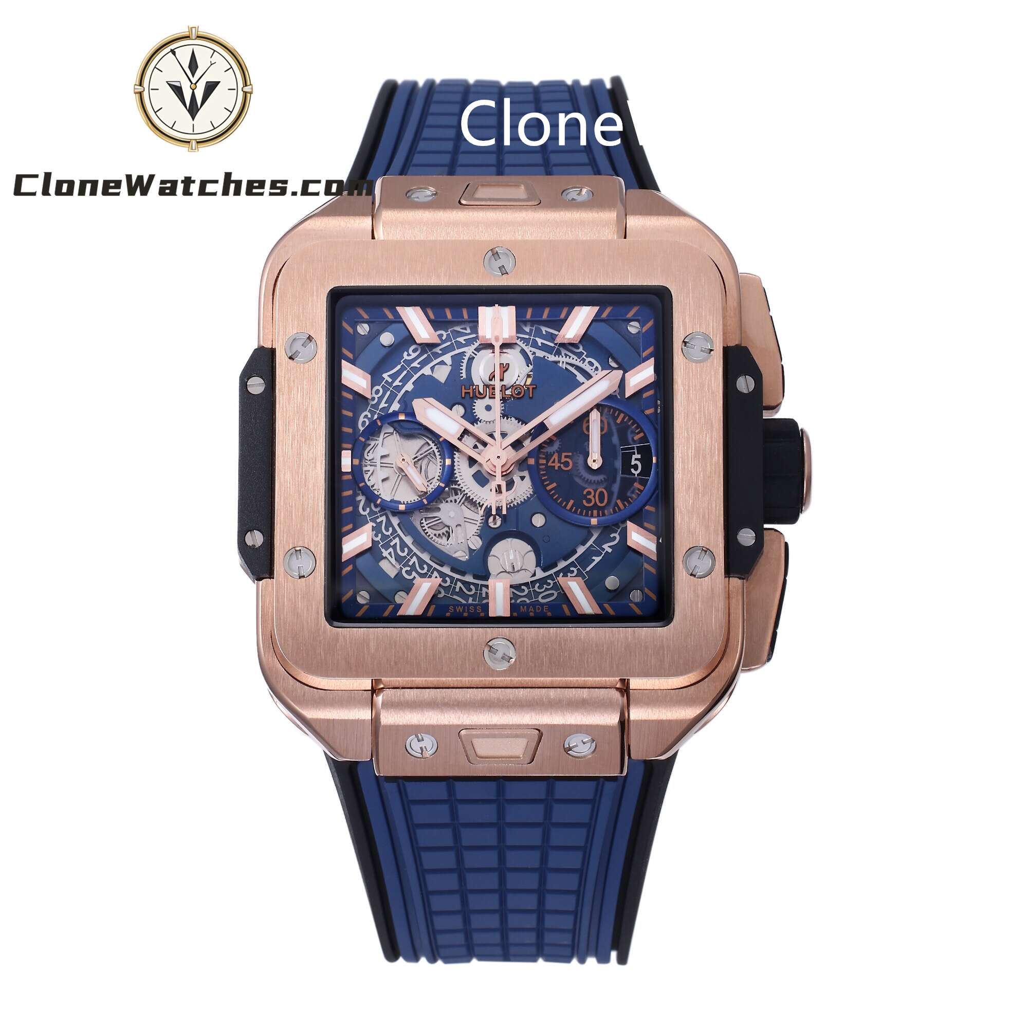 Hublot Super Clone Watches 1:1 Square Bang Unico King Gold Blue 42MM 821.OX.5180.RX