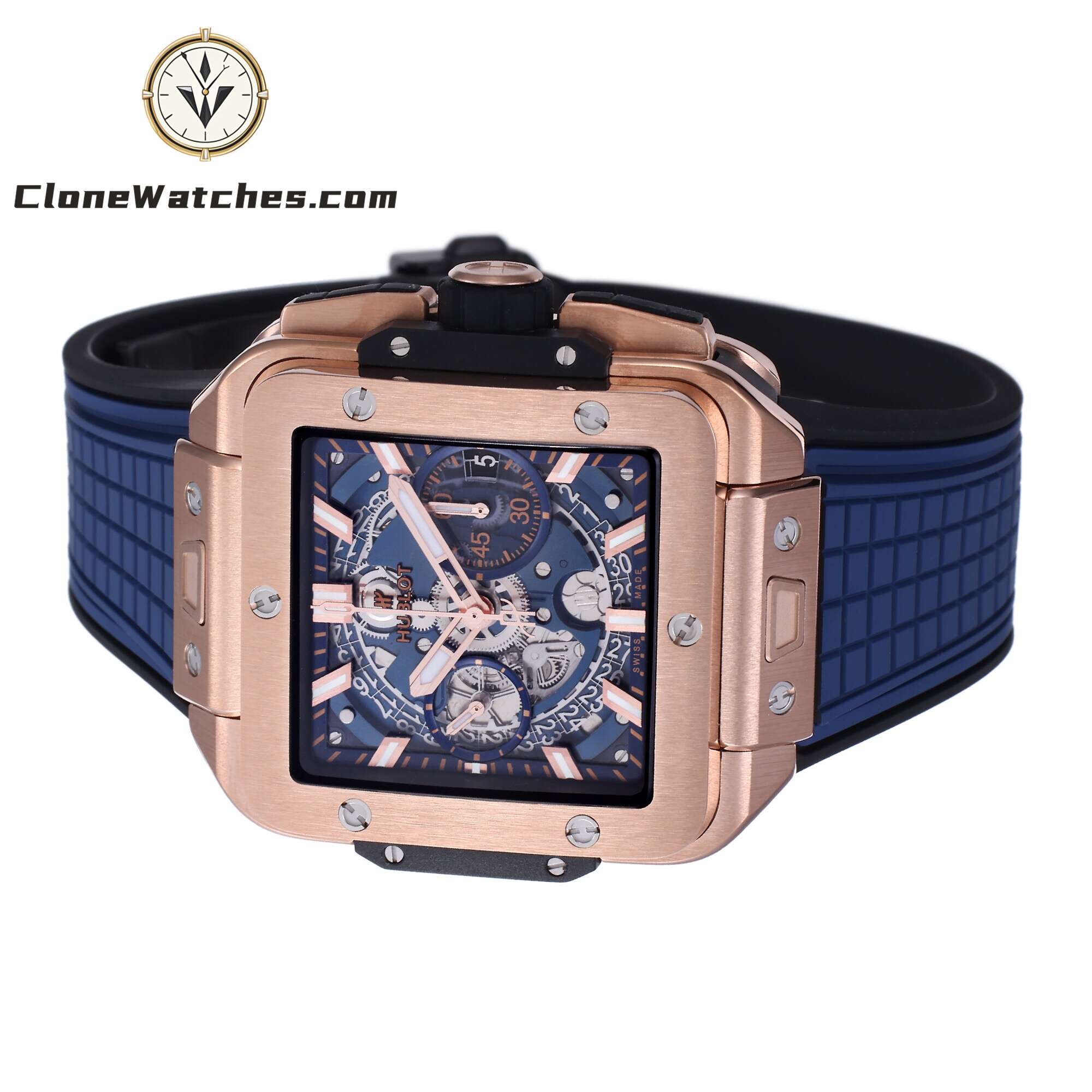 Hublot Super Clone Watches 1:1 Square Bang Unico King Gold Blue 42MM 821.OX.5180.RX
