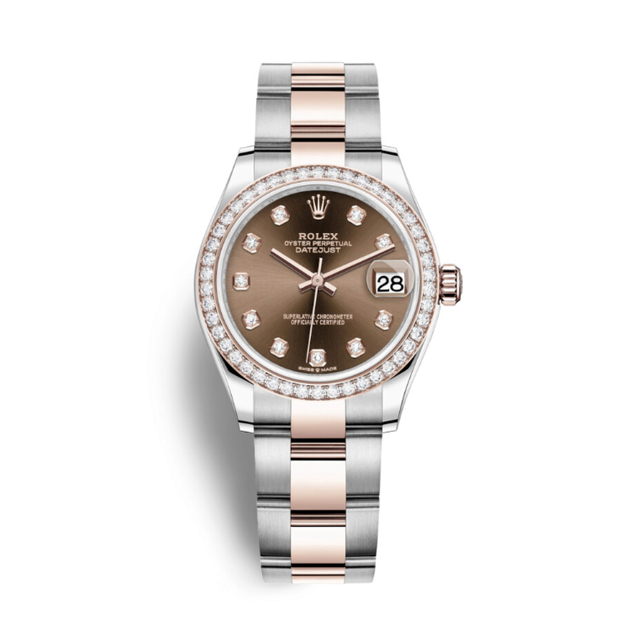Rolex Datejust Chocolate Dial Automatic Ladies Steel and Everose Gold Oyster Watch 278381CHDO（Lifetime free warranty+90-days replacement service & Refund!.）