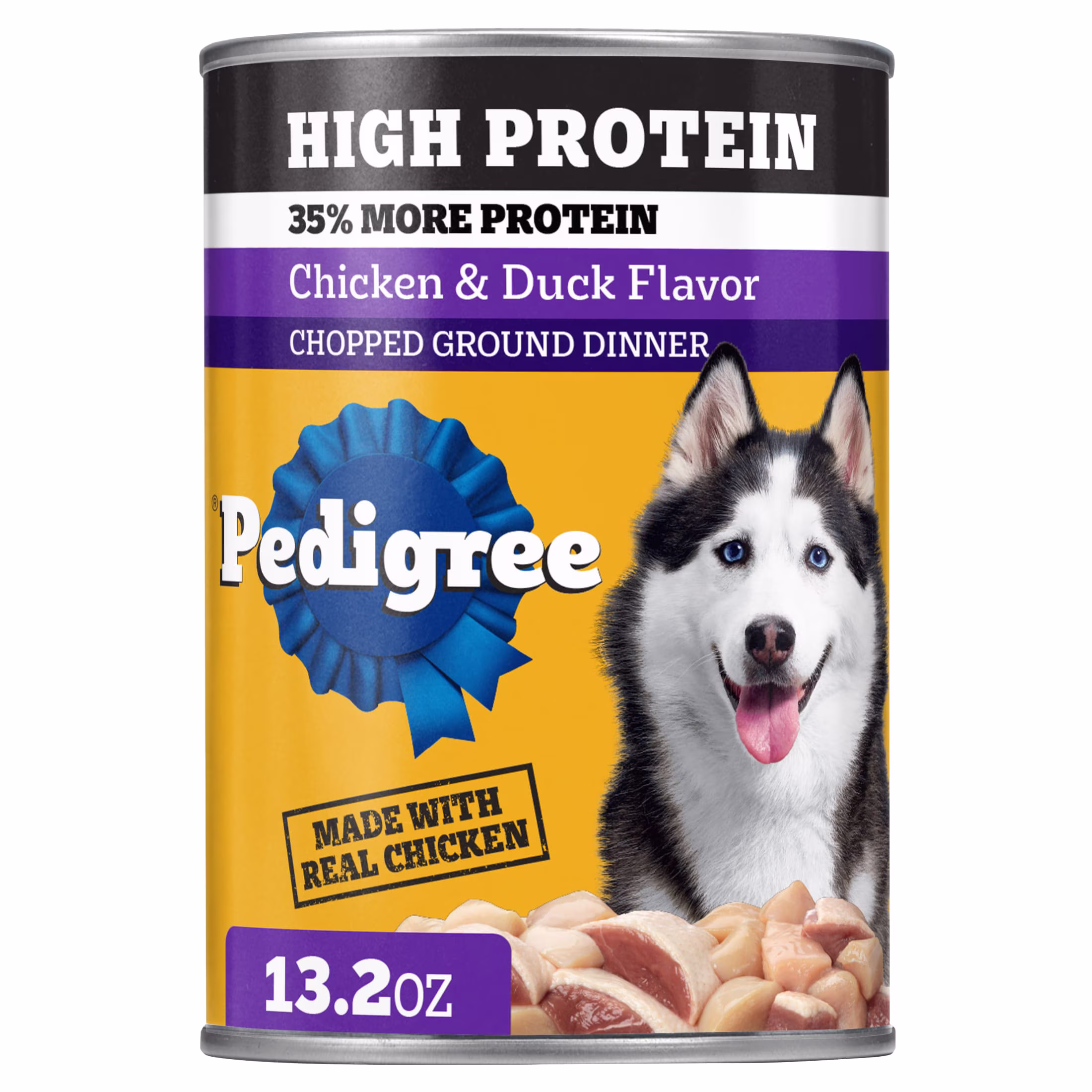 (6 pack) Pedigree High Protein Chopped Chicken & Duck Flavor Adult Soft Wet Dog Food, 13.2 oz Can