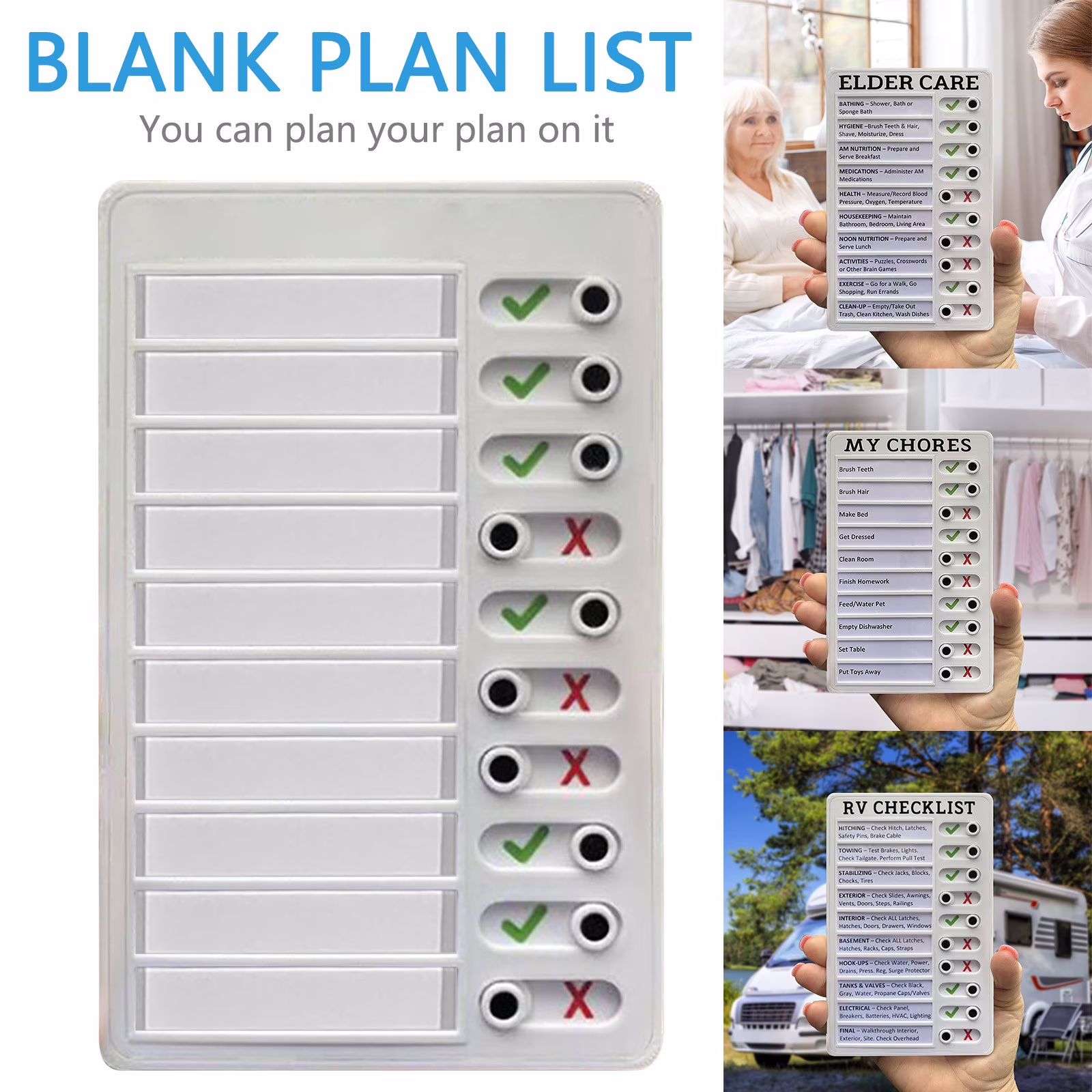 Miyuadkai Wall Stickers Blank Planning Checklist List to Do List Memo Board Detachable Message Board Checklist Reusable Chore List Slider Personal Calendar Planner White
