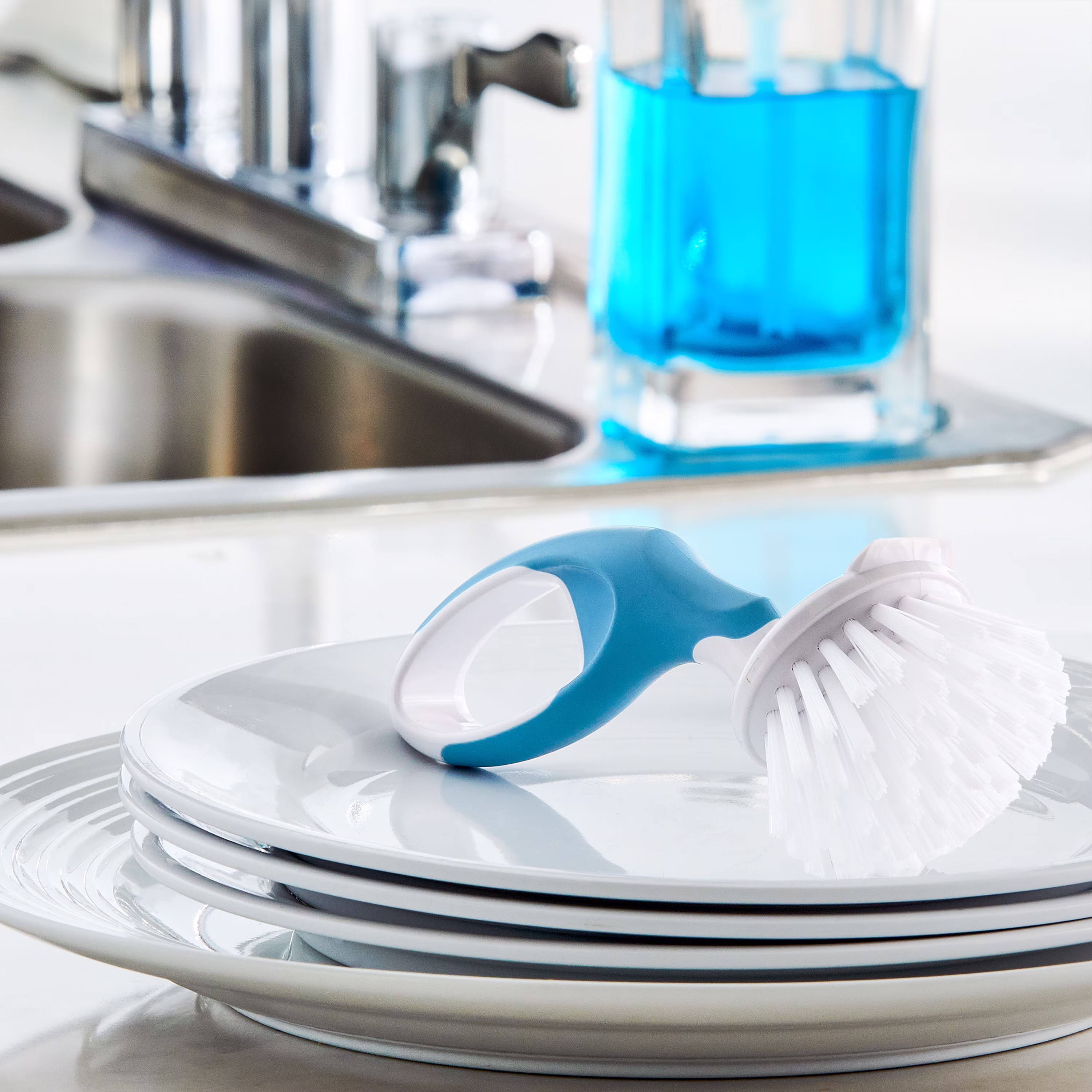 Great Value Non-Slip Grip Small Handy Scrubber, Blue