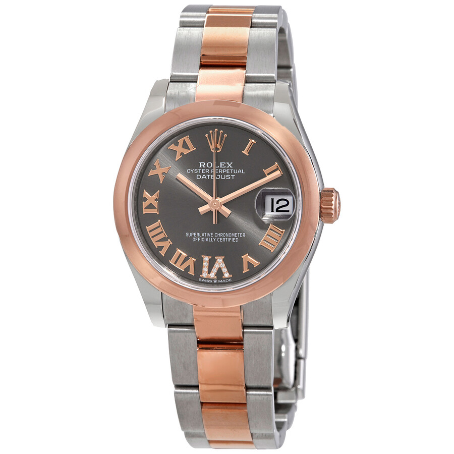 Rolex Datejust 31 Dark Rhodium Dial Automatic Ladies Steel and 18kt Everose Gold Oyster Watch 278241DRRDO（Lifetime free warranty+90-days replacement service & Refund!.）