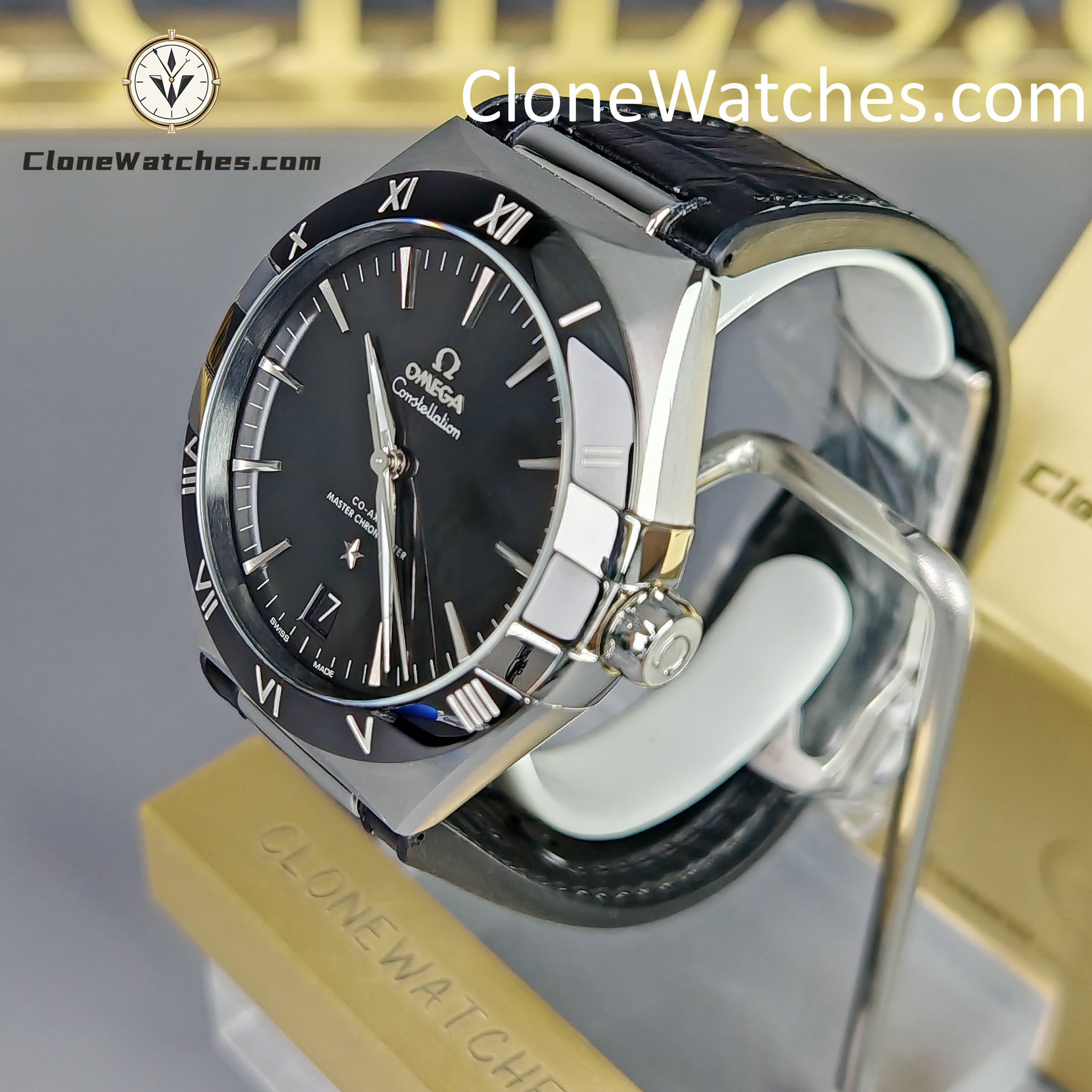 OMEGA Super Clone Watches 1:1 Constellation steel on leather strap 131.33.41.21.01.001 41mm