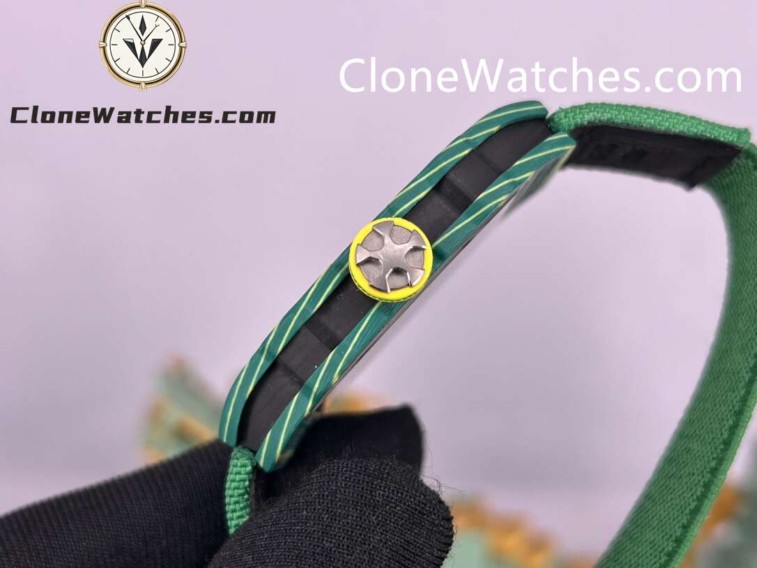 Richard Mille Super Clone Watches 1:1 RM 67 – 02 Green Carbon Tourbillon Green Strap