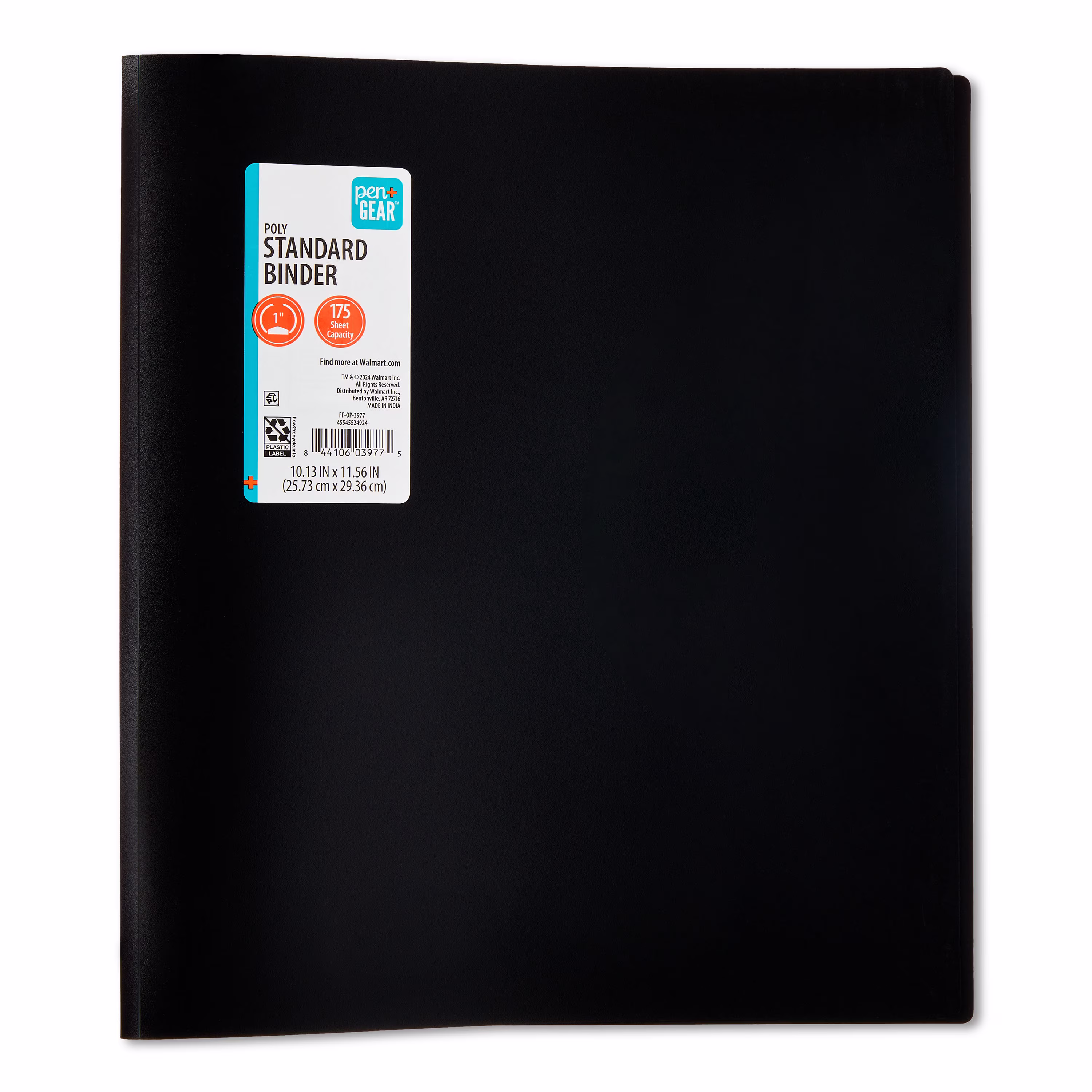 Pen+Gear Poly Standard 1 in Round-Ring Binder, Black