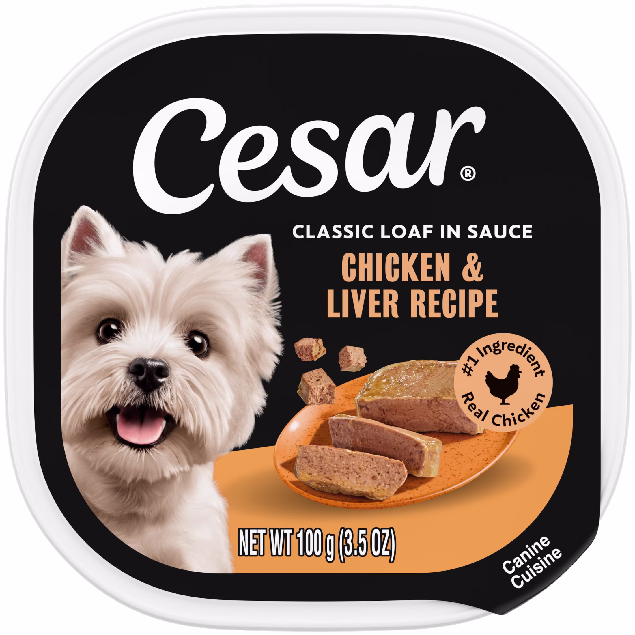 Cesar Classic Loaf in Sauce Wet Dog Food Chicken & Liver Flavor, 3.5 oz. Easy Peel Tray