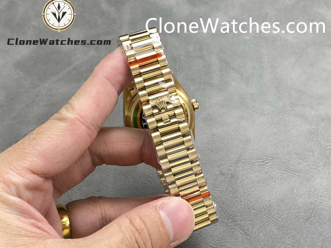 Rolex Super Clone Watches 1:1 Day Date 18K Gold Bright Green Dial 36mm m128238-0130 3255 Movement