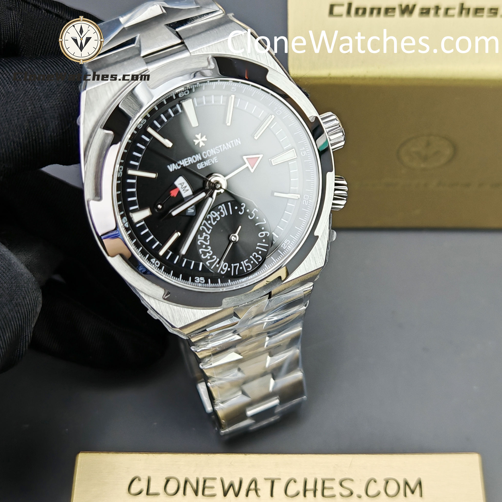 Vacheron Constantin Super Clone Watches 1:1 Overseas Dual Time 7920V/210A-B546 Black Dial