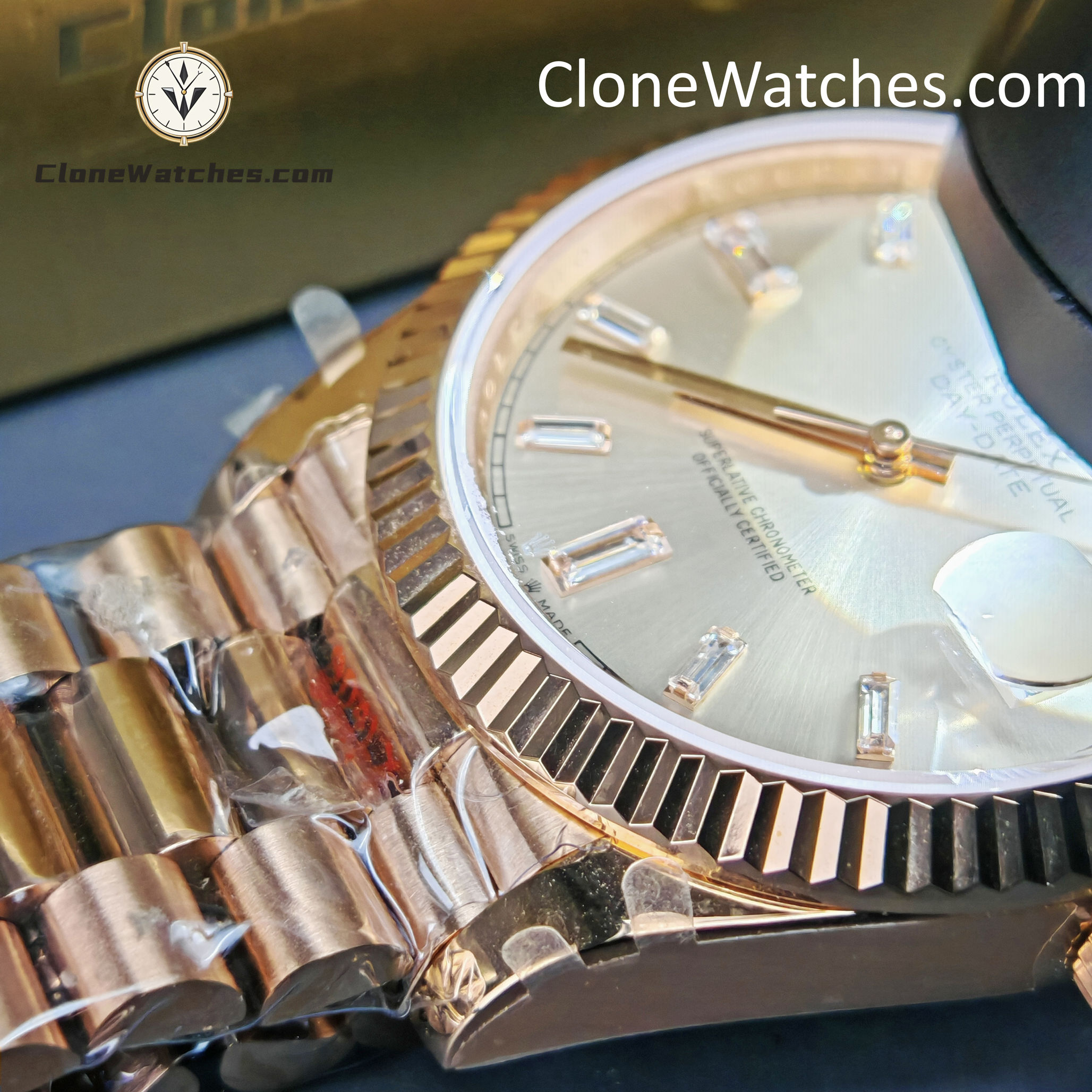 Rolex Super Clone Watches 1:1 Day Date Rose Gold Silver Dial 40mm m228235-0004 3255 Movement