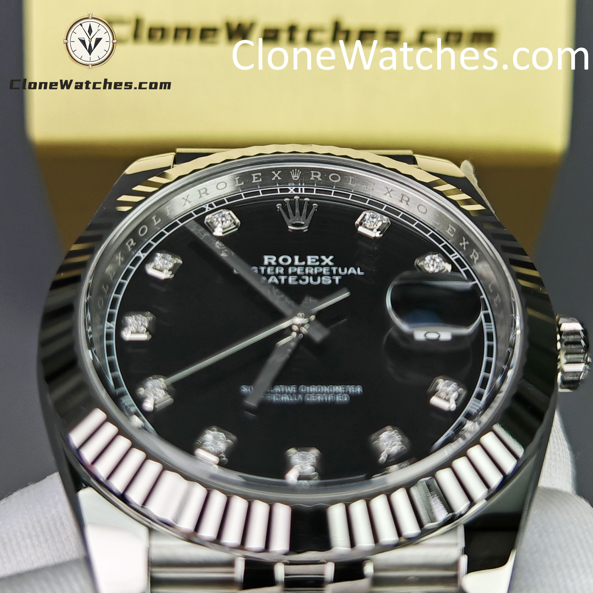 Rolex Super Clone Watches 1:1 DateJust Black Diamond Dial Jubilee 41MM m126334-0012 3235 Movement