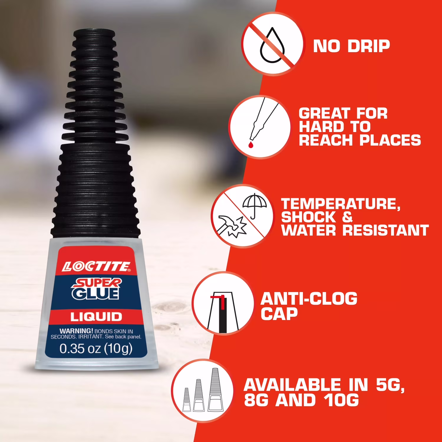 Loctite Super Glue Liquid Longneck Bottle, Pack of 1, Clear 0.18 oz Bottle