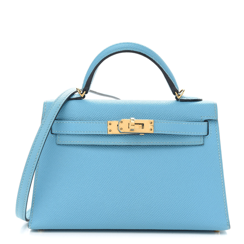 HERMES Epsom Mini Kelly Sellier 22 Bleu Du Nord