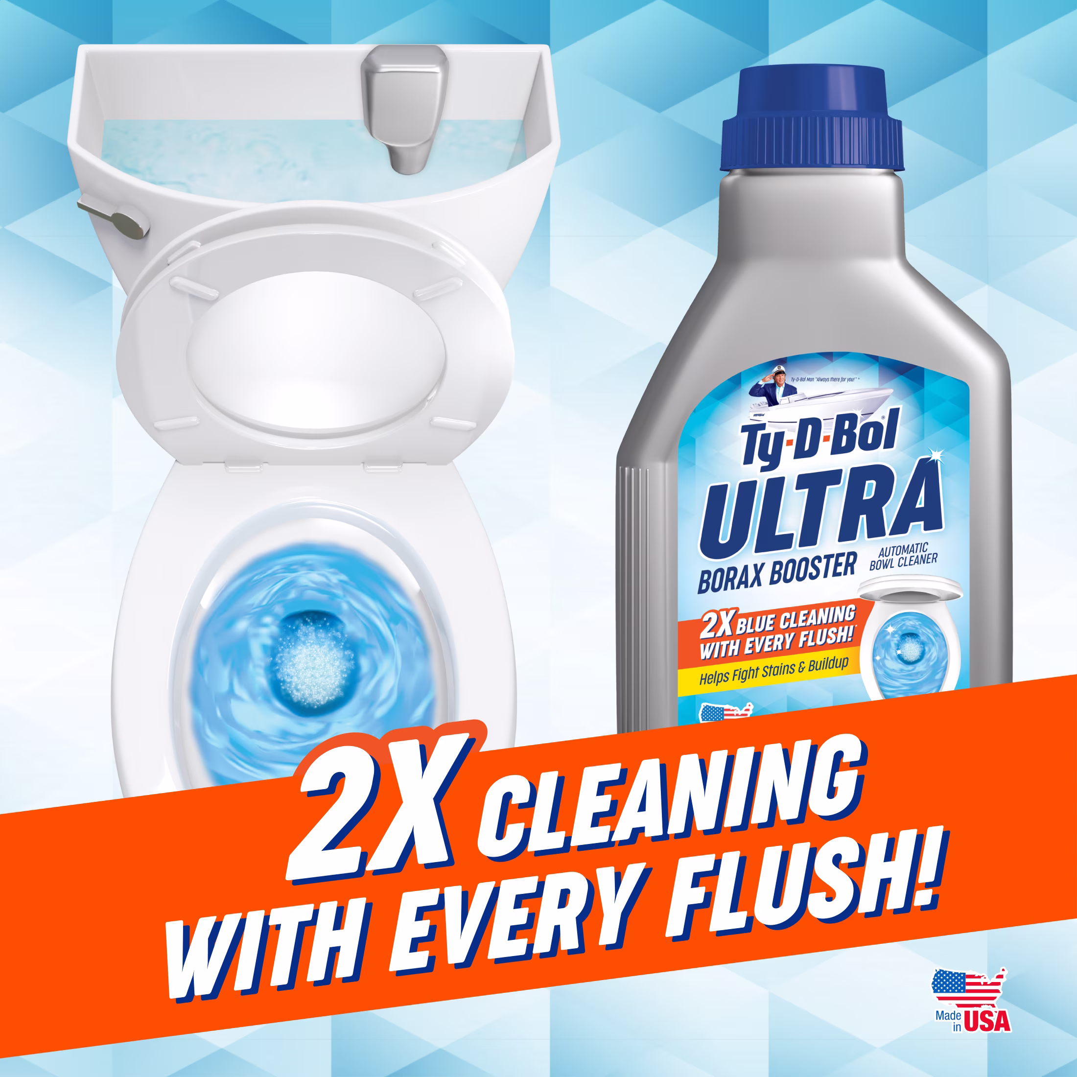 Ty-D-Bol Ultra Borax Booster, In Tank Automatic Toilet Bowl Cleaner Liquid, 12 fl oz