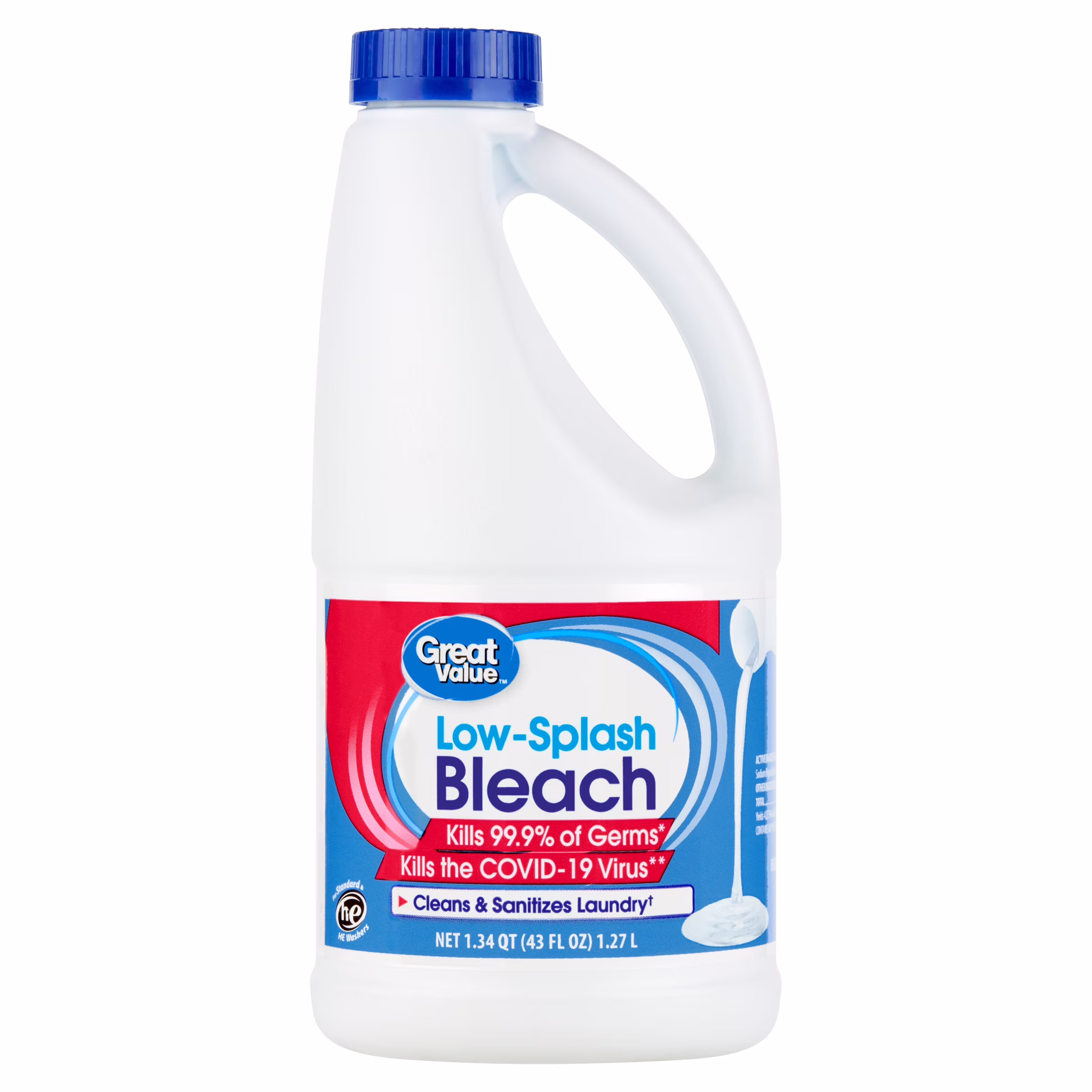 Great Value Low Splash Bleach, 43 fl oz