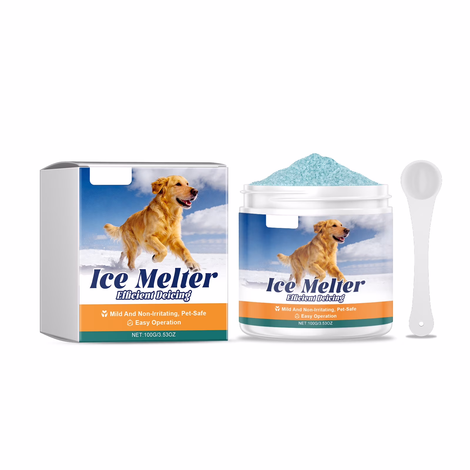 DAMAI Pet Safe Ice Melt, Safer for Concrete and Sidewalks, Friendly Paw Pet Friendly Ice Melter, Safer for Pets, Concrete, Safe for Pets & Concrete