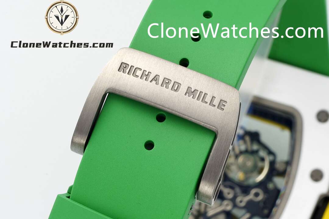 Richard Mille Super Clone Watches 1:1 RM 61-01 White Tourbillon Green Strap