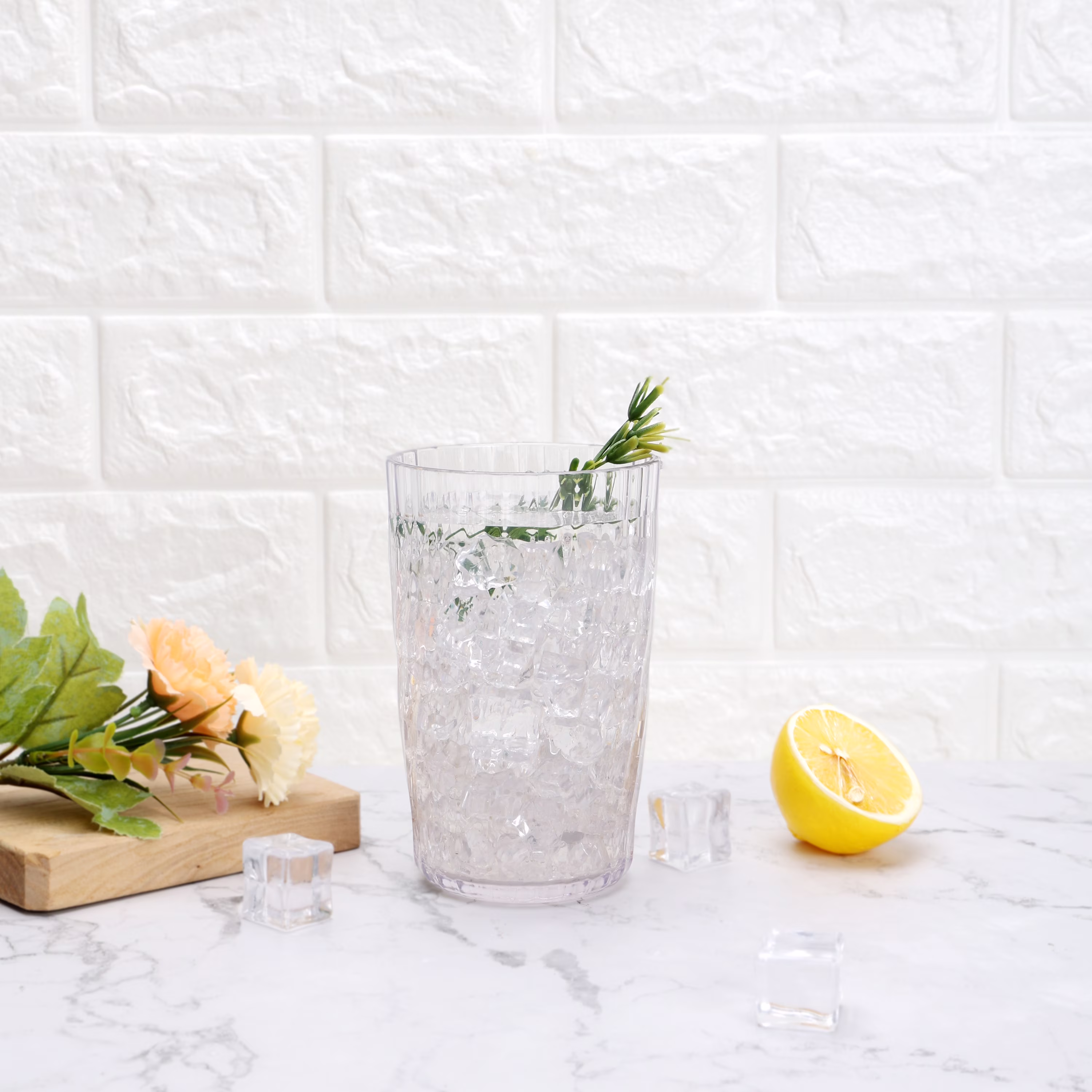 (6 pack) Mainstays 20 oz Acrylic Tall Tumbler, Embossed Swirl, Clear