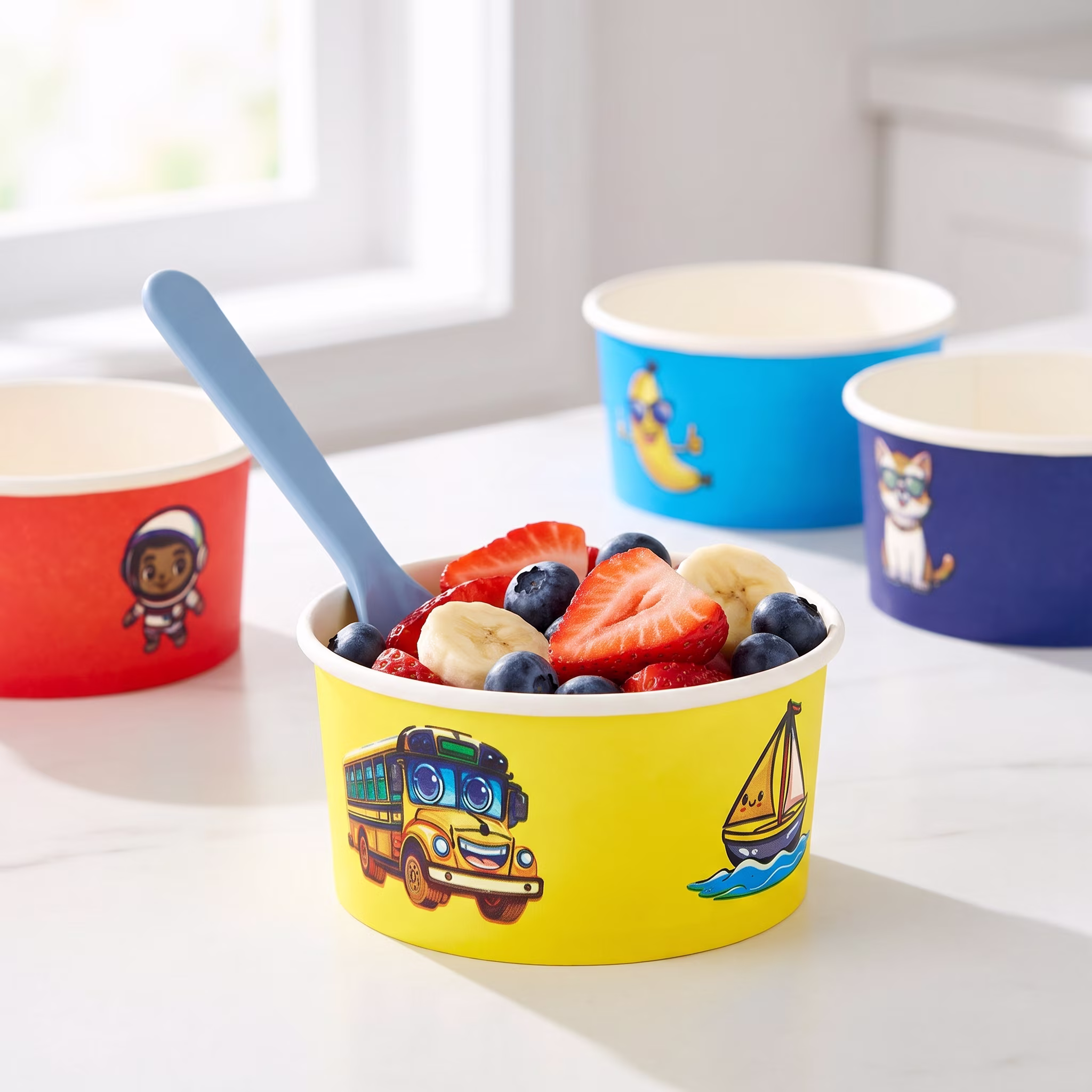 Great Value Kids Disposable Paper Bowls, 8 oz, Multicolor, 20 Count