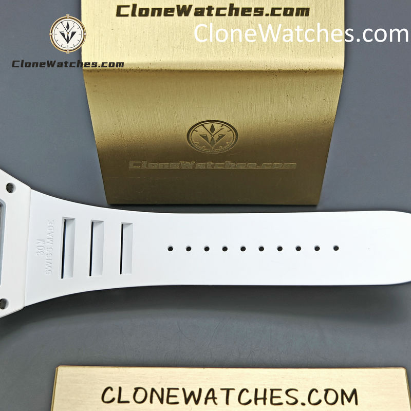 Richard Mille Super Clone Watches 1:1 RM 055 Ceramics Tourbillon White Strap