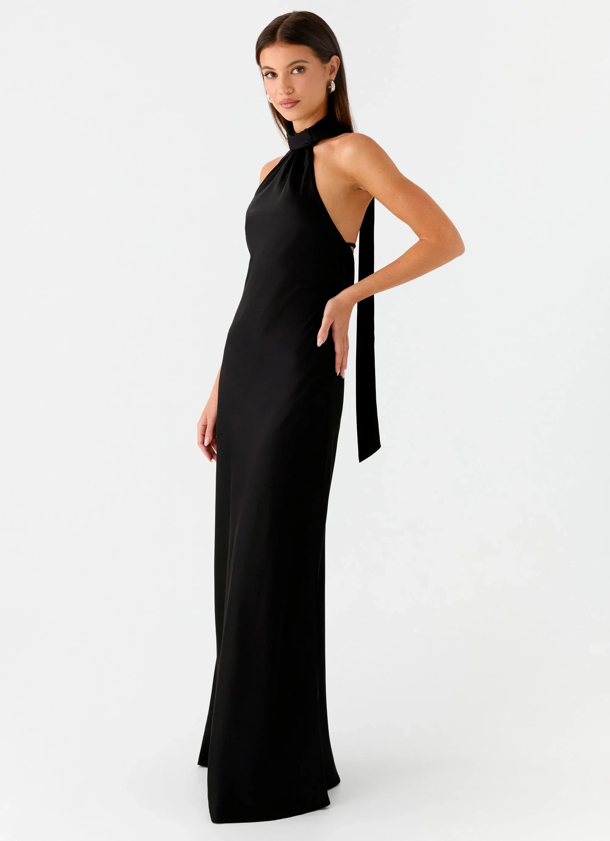 Keena Scarf Maxi Dress - Black