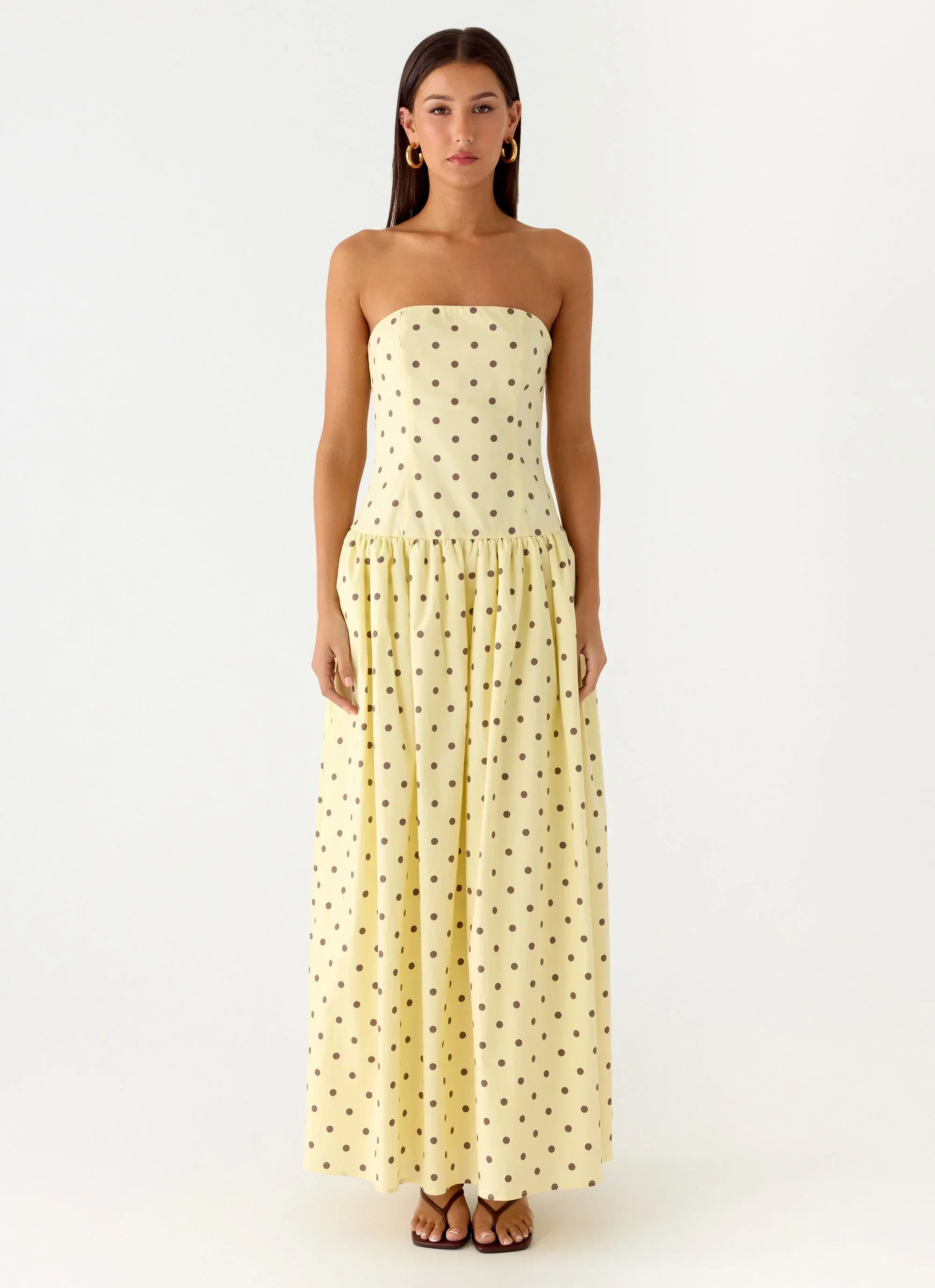 Andorra Maxi Dress - Yellow Polkadot
