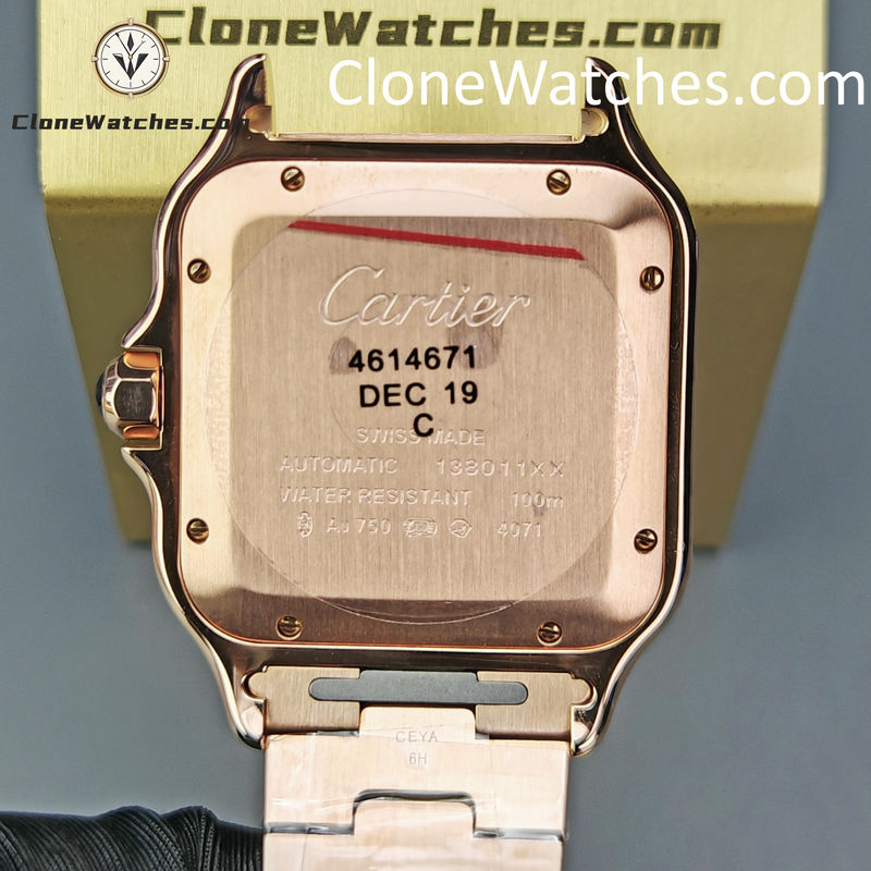 Cartier Super Clone Watches 1:1 Santos Rose Gold White Dial 39.8MM WGSA0018