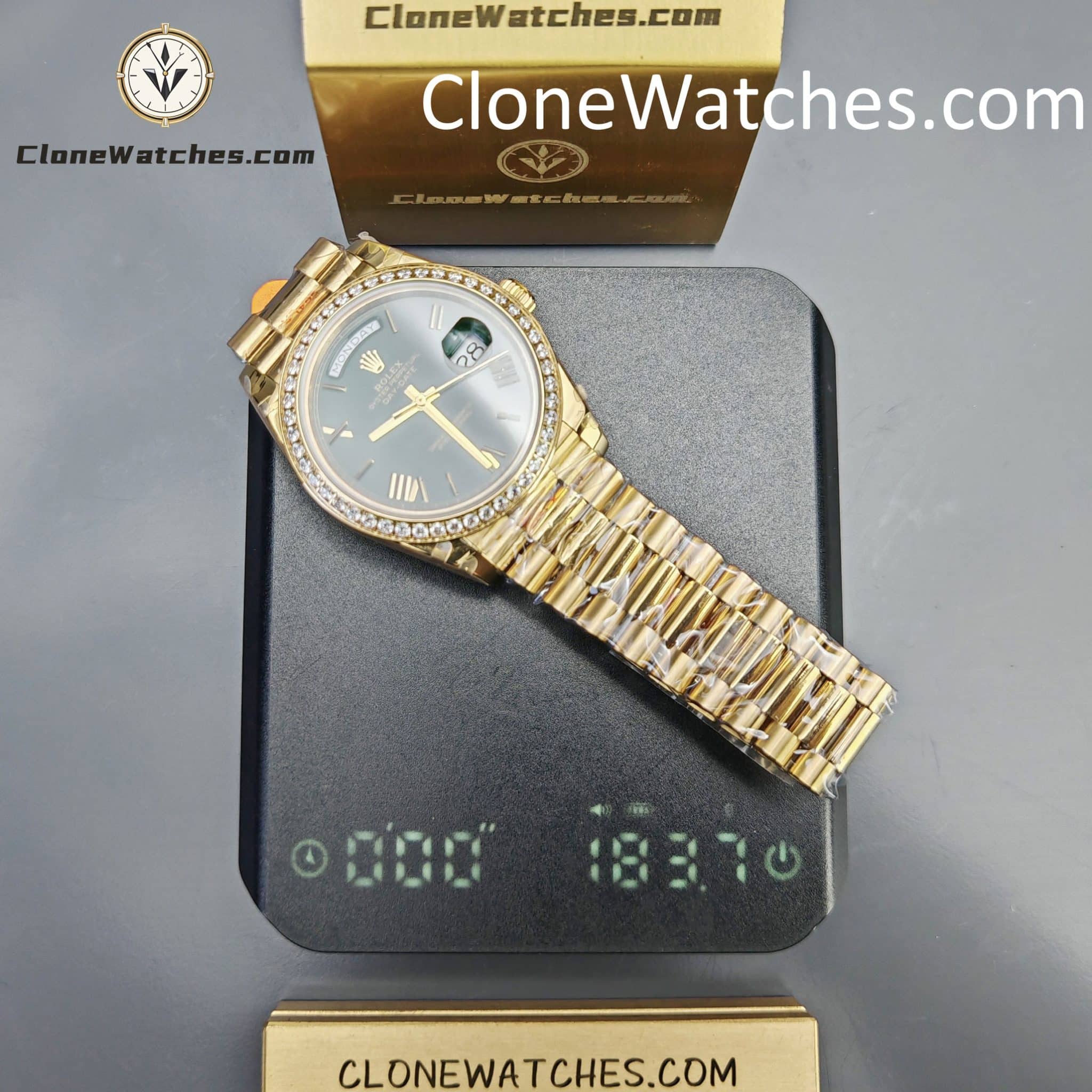 Rolex Super Clone Watches 1:1 Day Date Green Dial M228398tbr-0040 40mm 3255 Movement