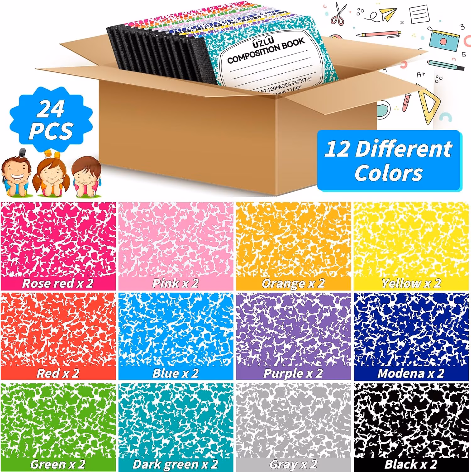 Under $1 Composition Notebook Wide Ruled College Ruled Notebooks Bulk A5 Hardcover Sewn 60 Pages Smooth Writing Portable for College Office Journaling by Xuniizn