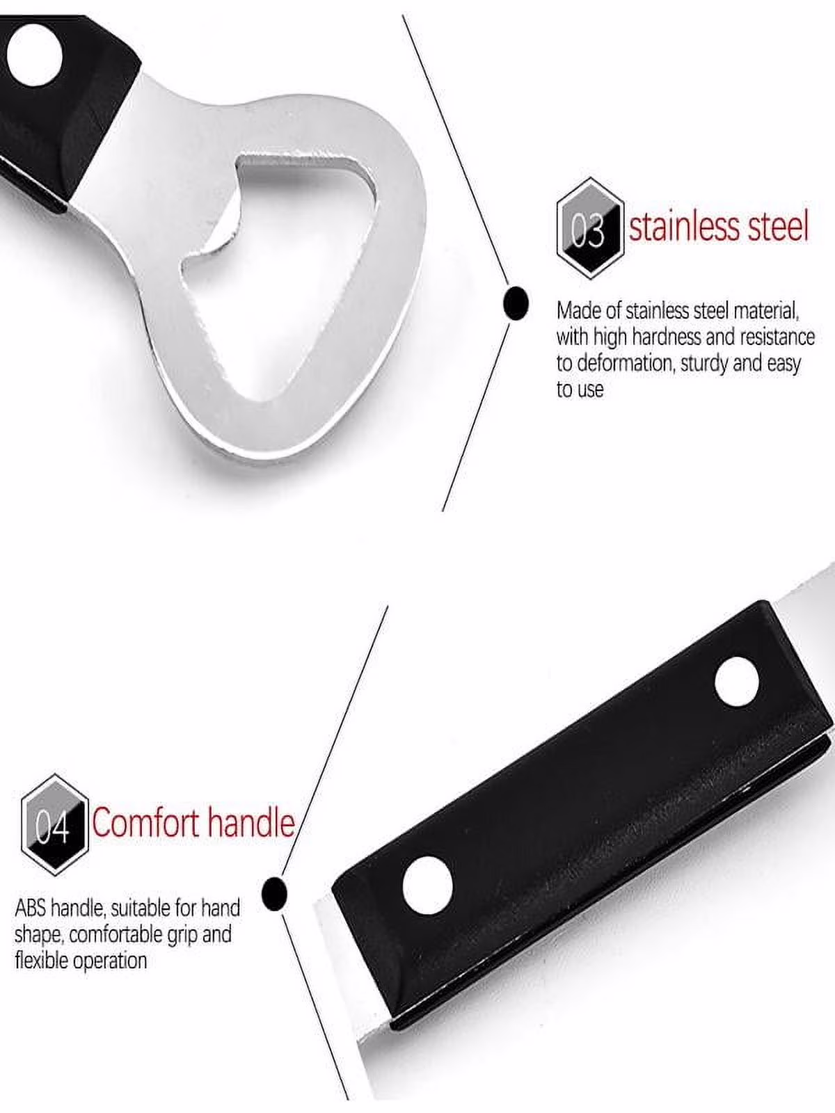 YOLOKE Can Opener Manual, Little Cook Stainless Steel Can Punch Bottle Opener, Multifunctional Can and Beer Opener, Dishwasher Safe(Black)