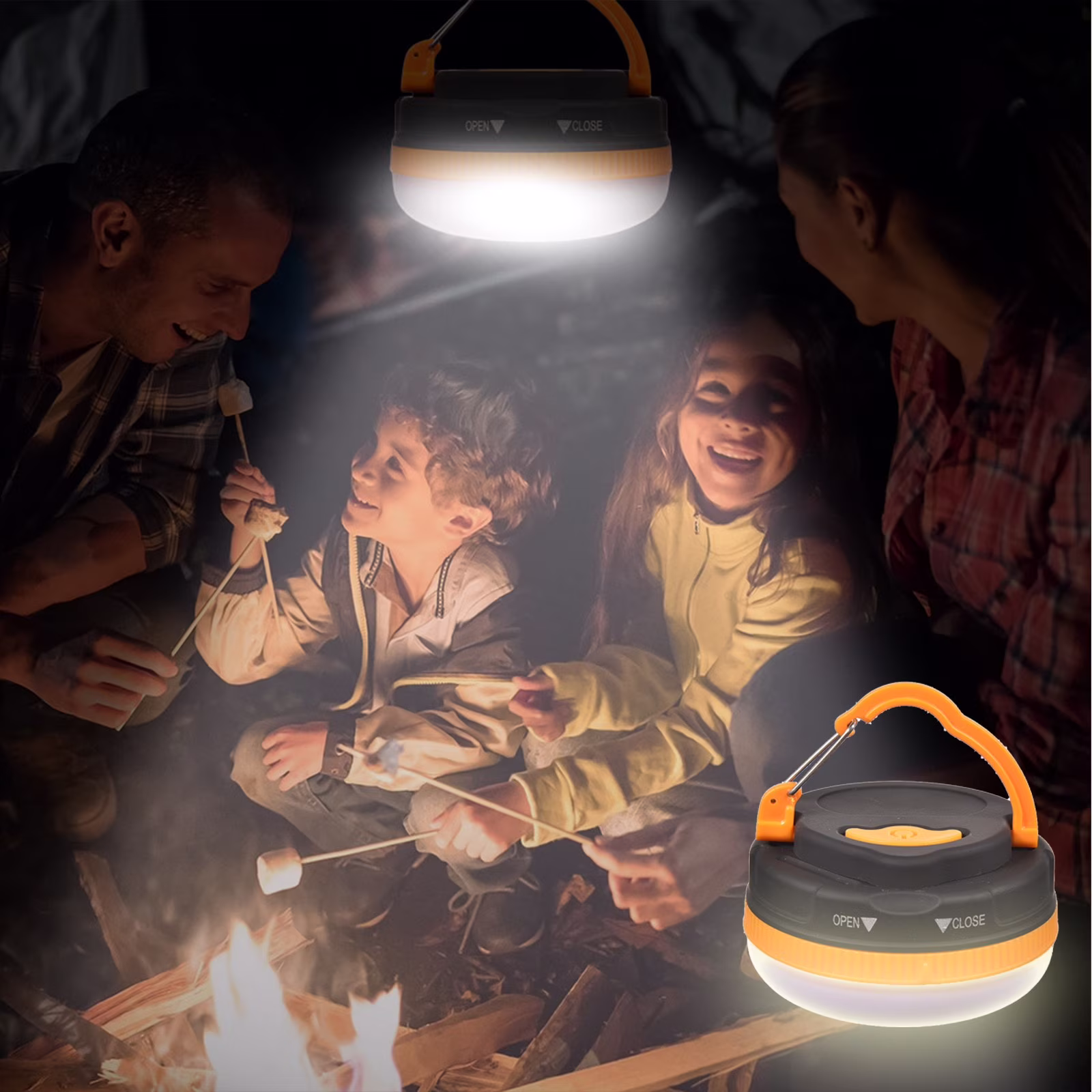 SHENGXINY Outdoor light Super Bright Portable Camping Lantern Night Light 3W 5 Modes LED Camping Light Outdoor Emergency Lamp White Warm Small Portable Orange