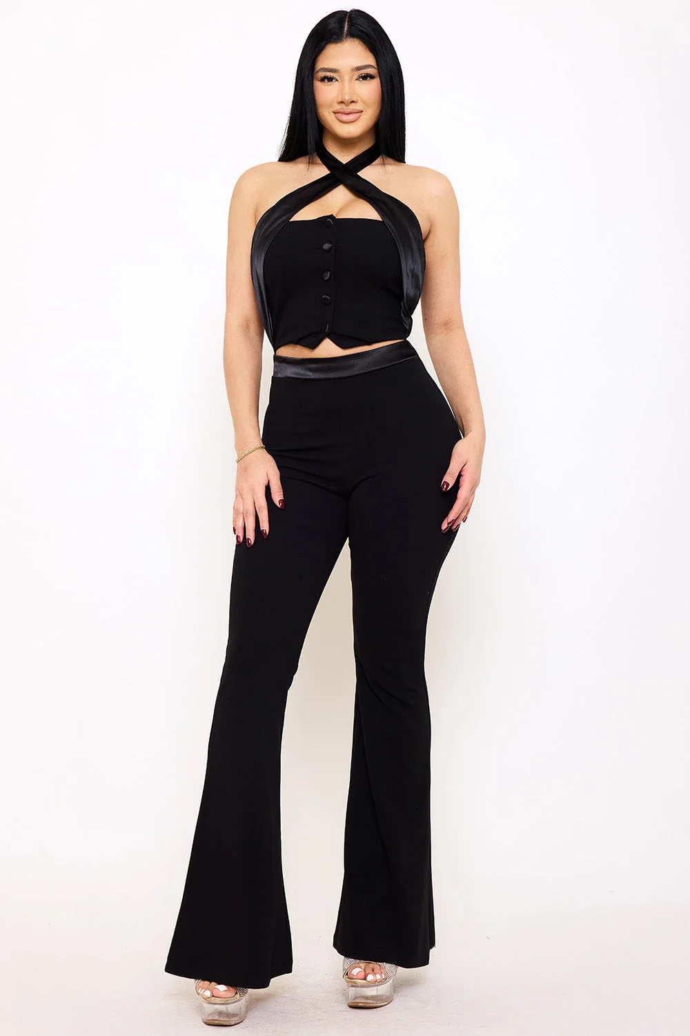 Symphony Jumpsuit - Pleated Halter Neck Jumpsuit