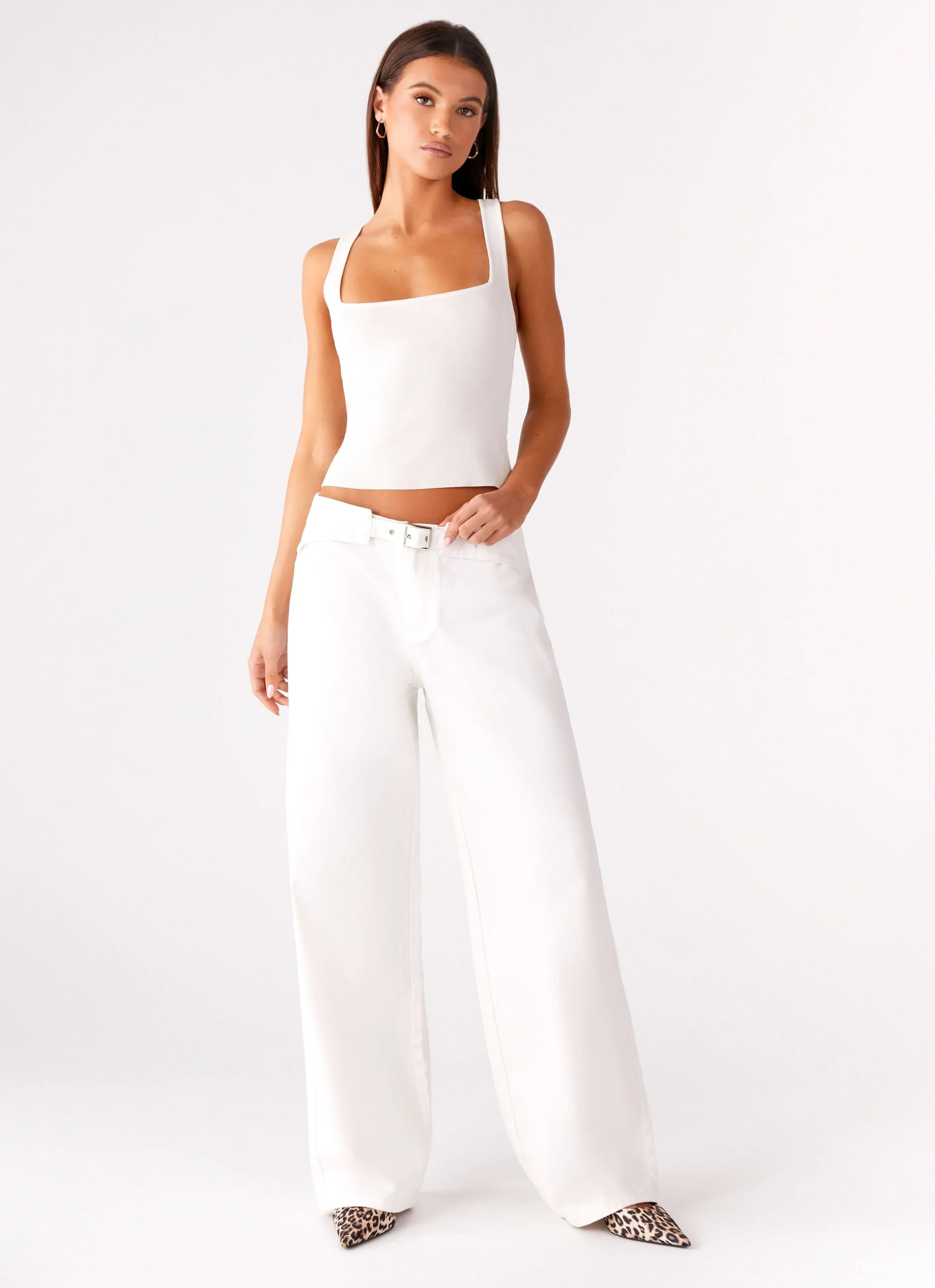 Texas Low Rise Denim Jeans - White