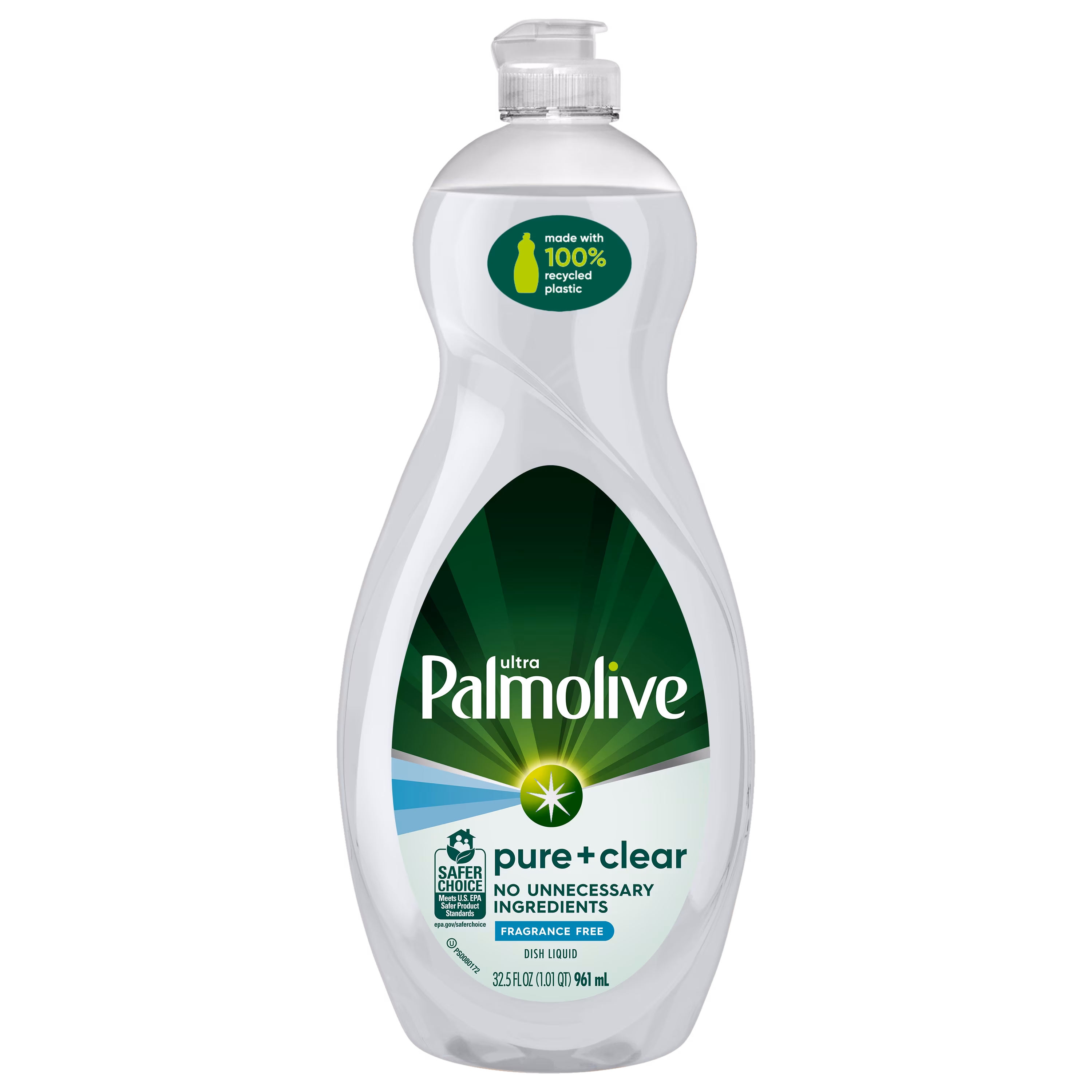 (9 pack) Palmolive Ultra Pure + Clear Liquid Dish Soap, Fragrance Free, 32.5 Fluid Ounce Bottle