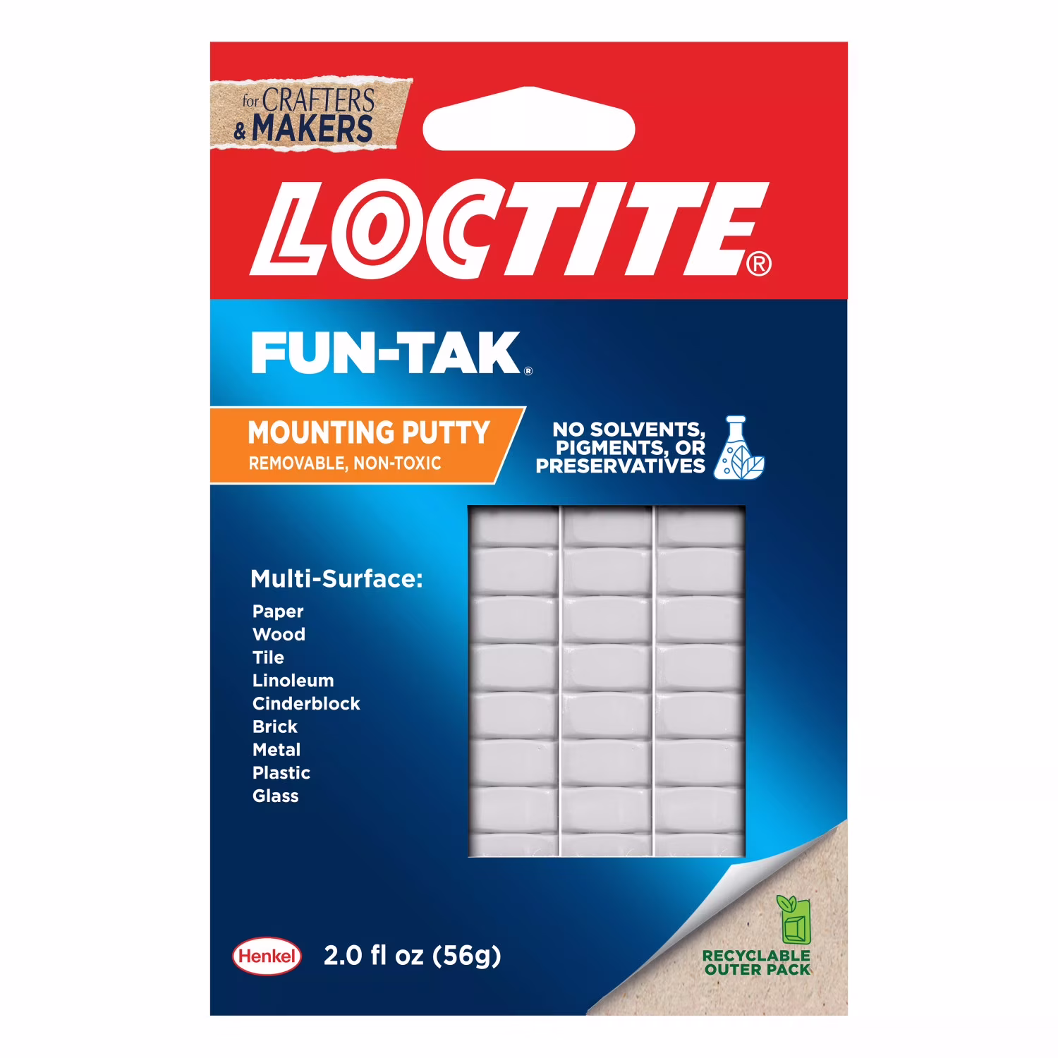Loctite Eco Fun-Tak Mounting Putty, Pack of 1, White 2 oz Wallet