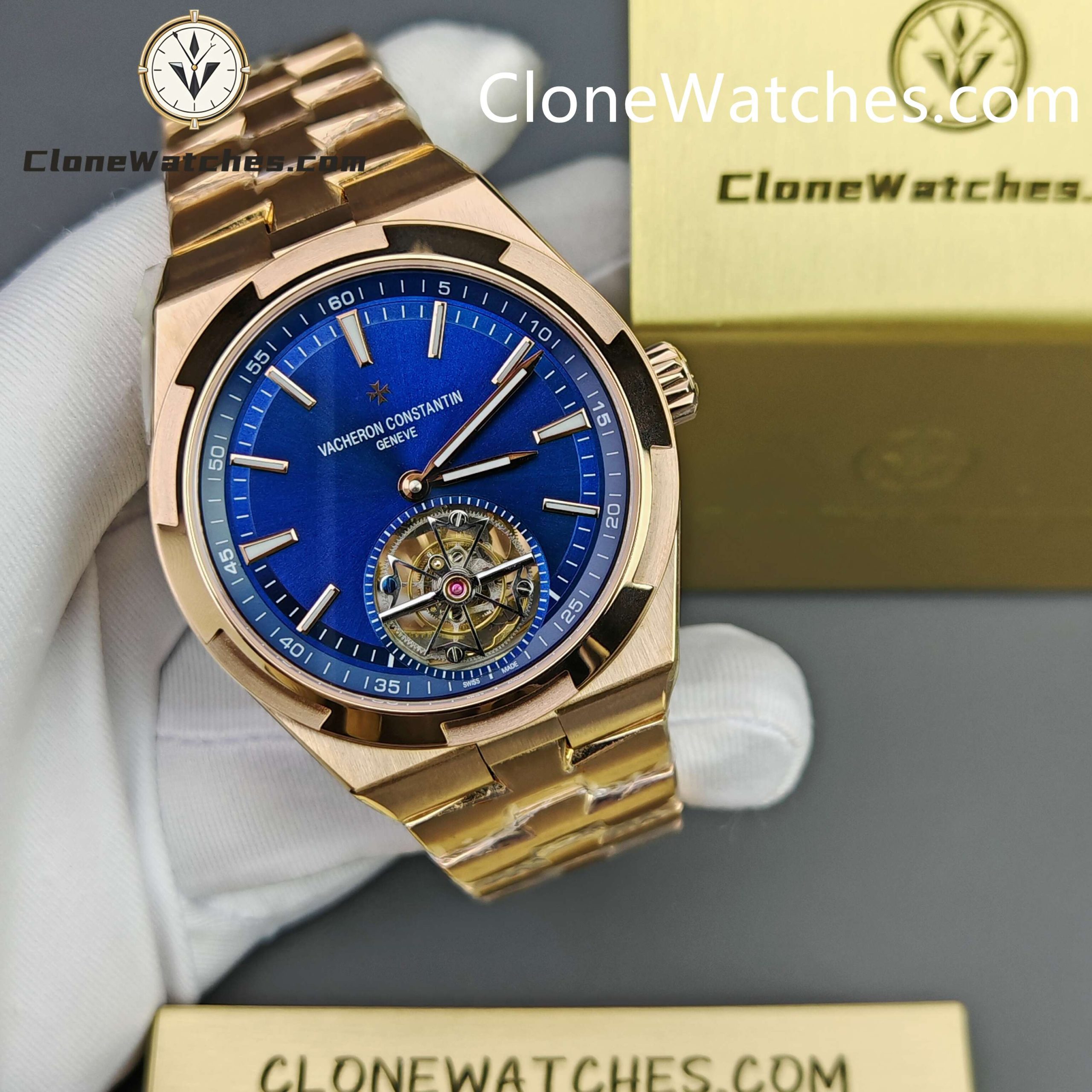 Vacheron Constantin Super Clone Watches 1:1 Overseas Tourbillon Rose Gold 6000V/210R-B733 42.5MM