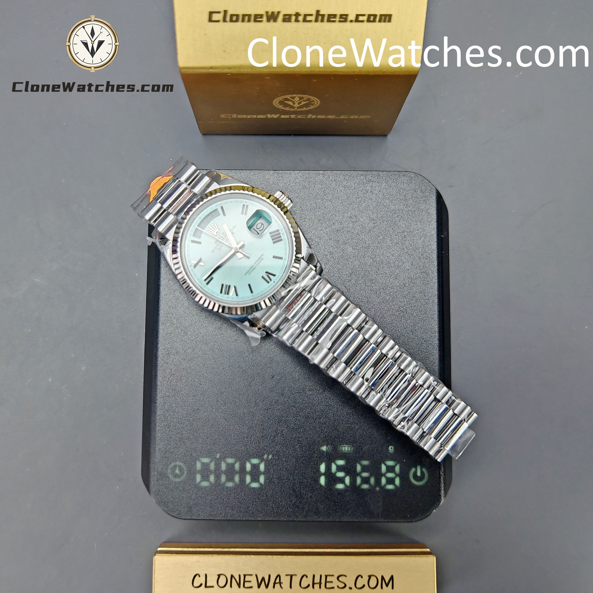 Rolex Super Clone Watches 1:1 Day Date Ice Blue Dial 36mm m128236-0018 3255 Movement