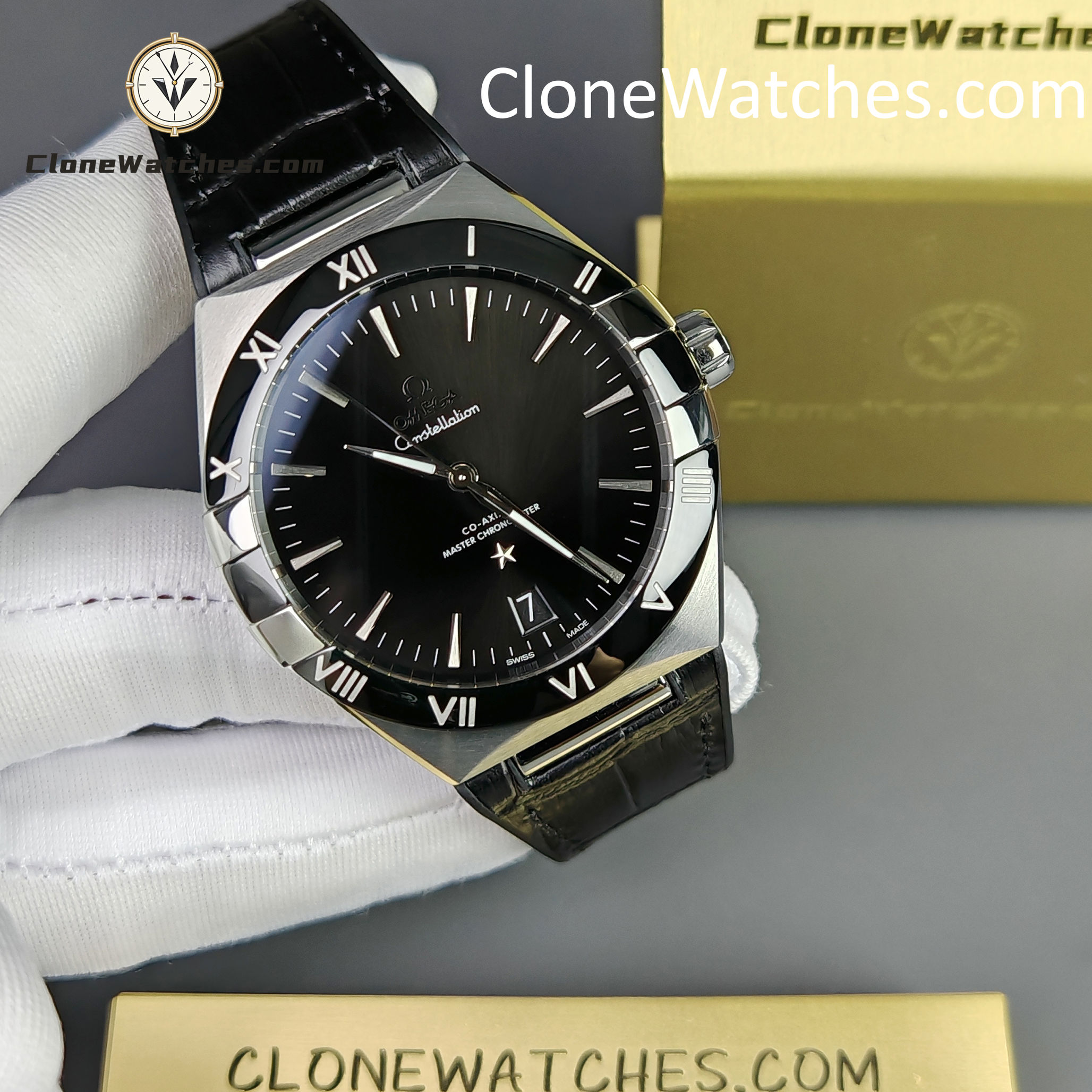 OMEGA Super Clone Watches 1:1 Constellation steel on leather strap 131.33.41.21.01.001 41mm
