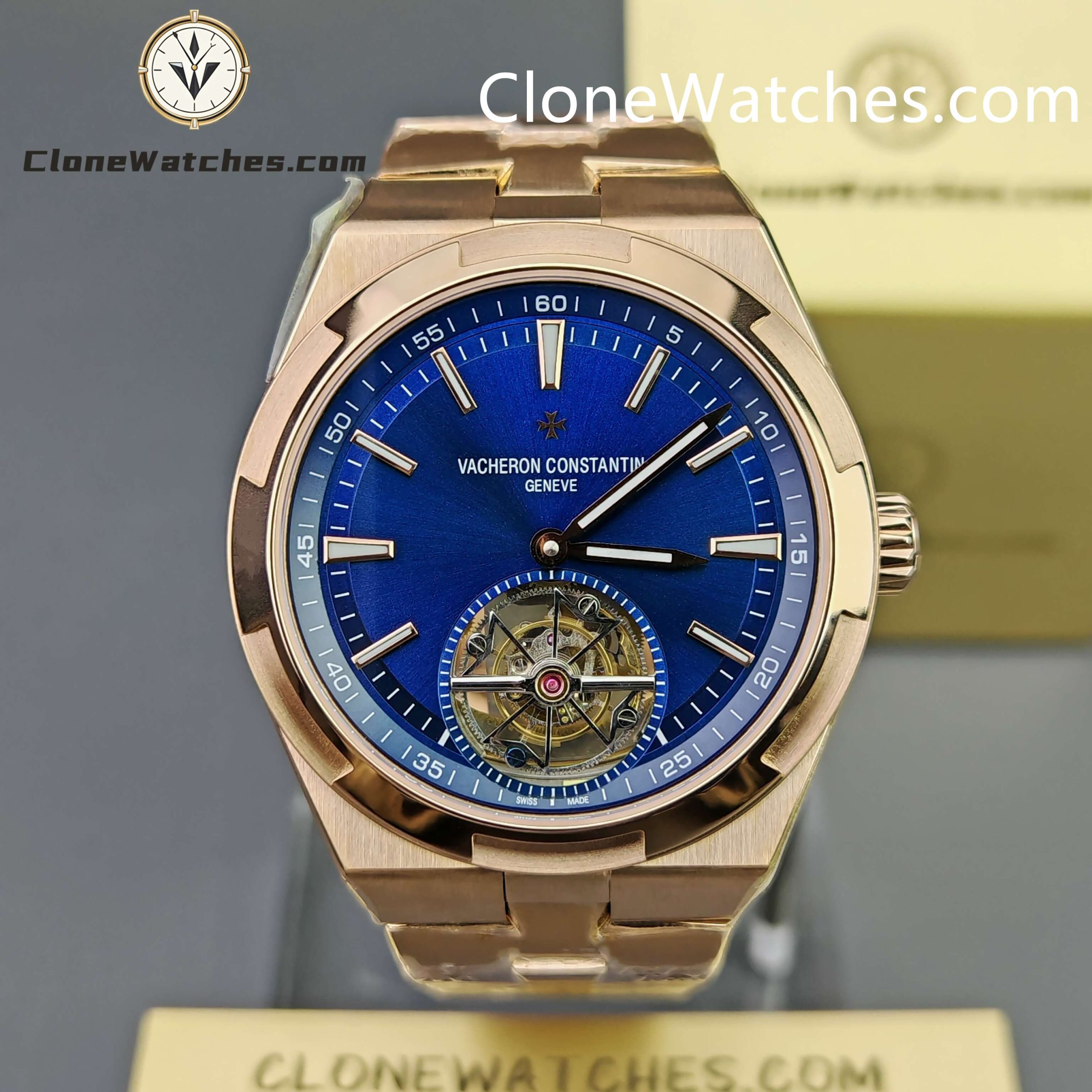 Vacheron Constantin Super Clone Watches 1:1 Overseas Tourbillon Rose Gold 6000V/210R-B733 42.5MM