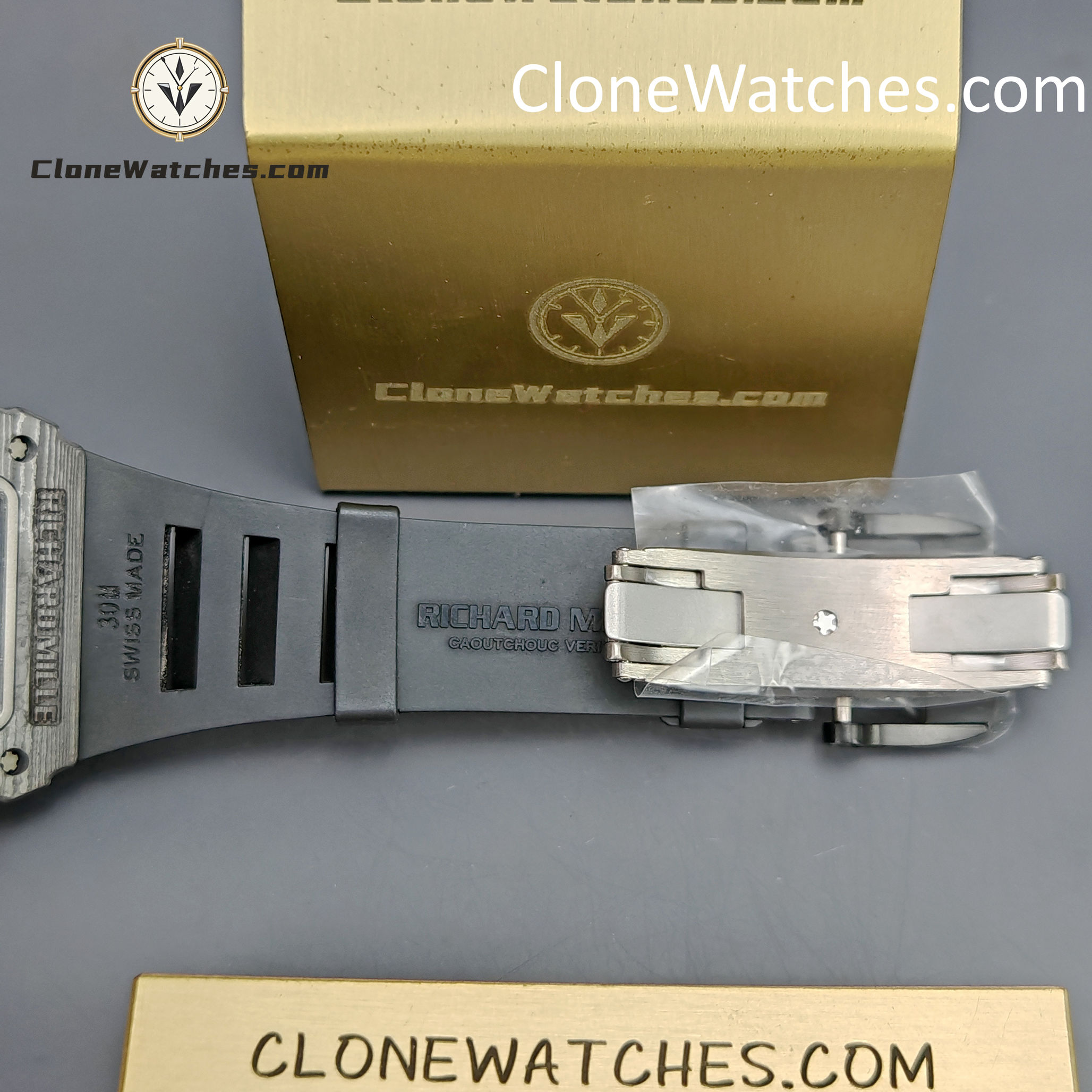 Richard Mille Super Clone Watches 1:1 RM 035 NTPT Carbon Fiber Black Rubber Strap