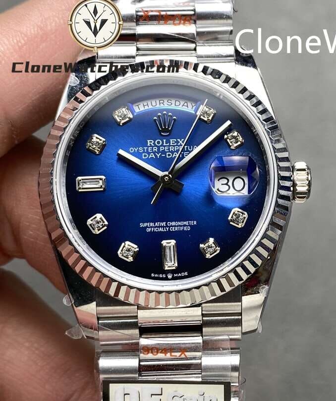 Rolex Super Clone Watches 1:1 Day Date Gradient Blue Dial 36mm m128239-0023 3255 Movement