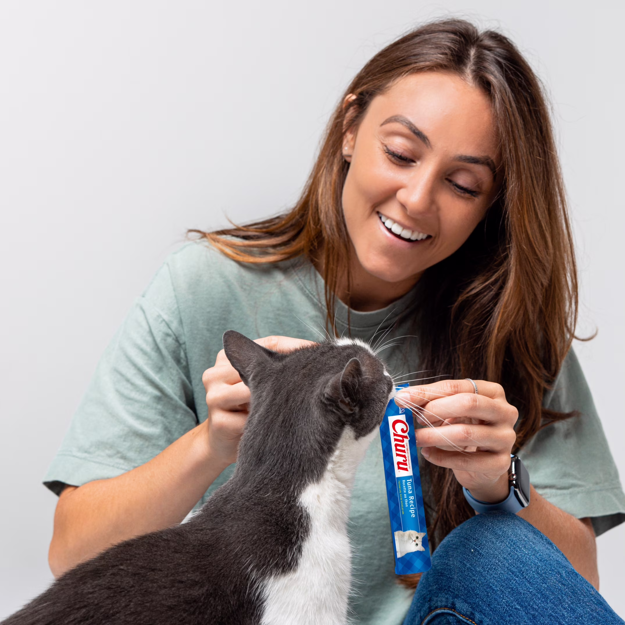 INABA Churu Cat Treats, Creamy Lickable Purée Cat Treat with Vitamin E, 0.5 Ounces Each Tube, 4 Tubes, Tuna Recipe