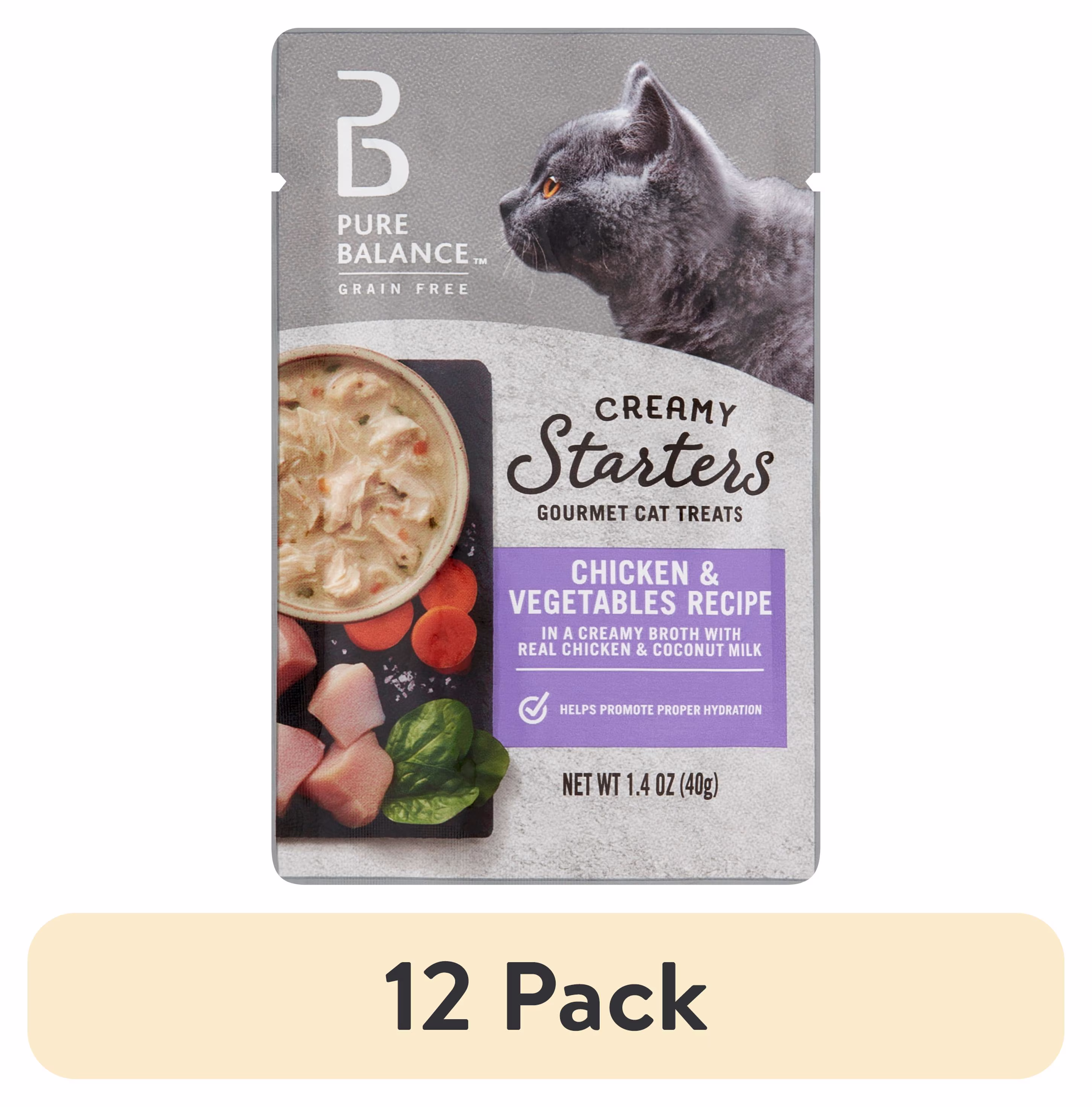 Pure Balance Gourmet Cat Treat Creamy Starters, Chicken & Vegetable Recipe, 1.4 oz