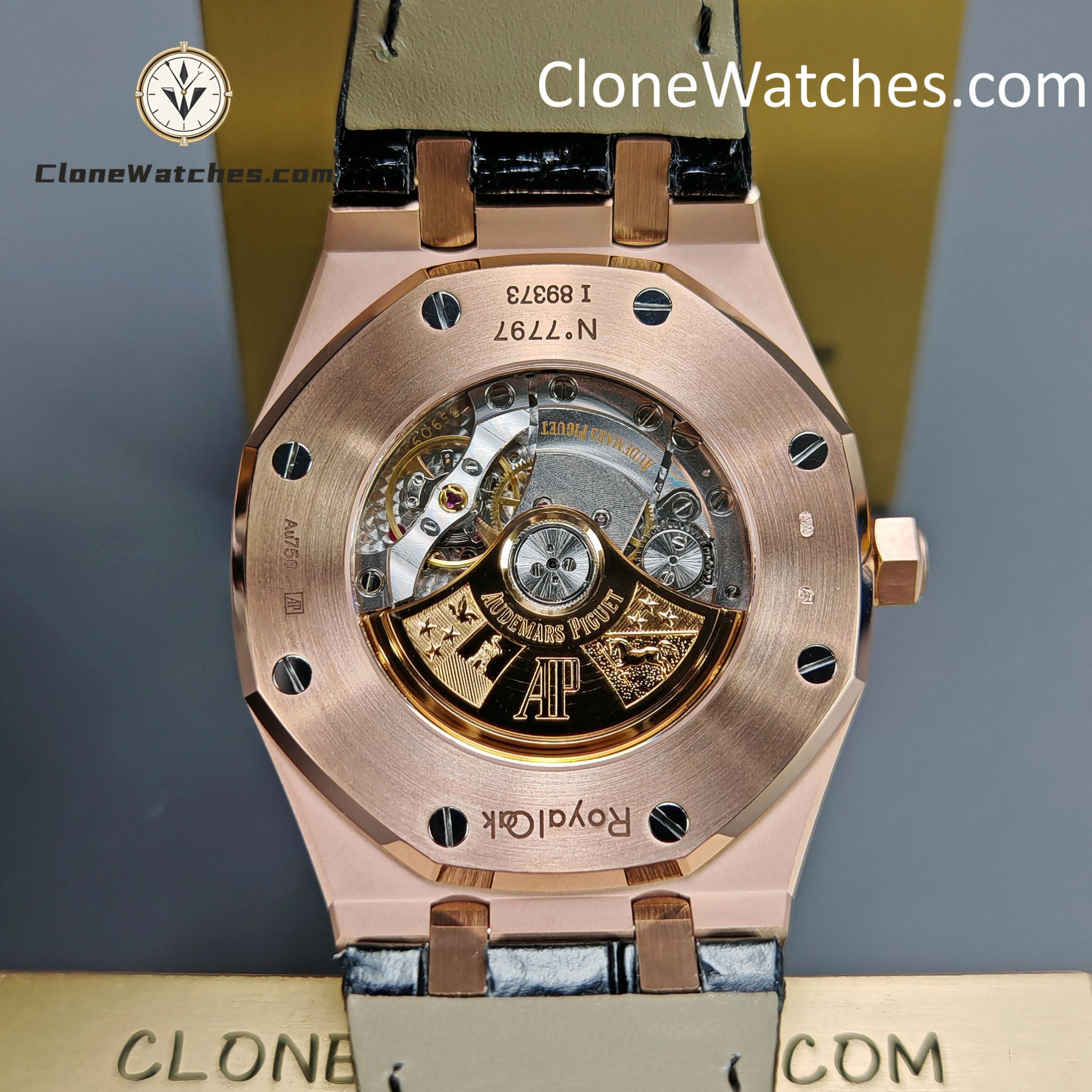 Audemars Piguet Super Clone Watches 1:1 Royal Oak Rose Gold 15400 Black Dial Rubber Strap