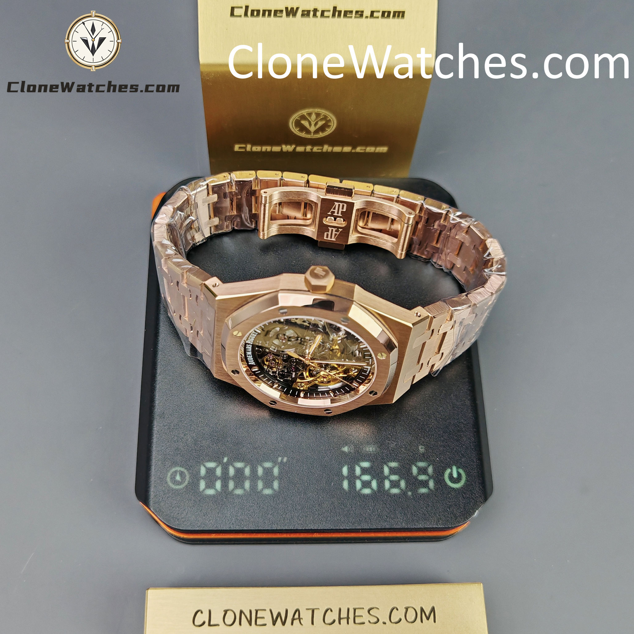 Audemars Piguet Super Clone Watches 1:1 Royal Oak Rose Gold 15407 Skeleton Dial