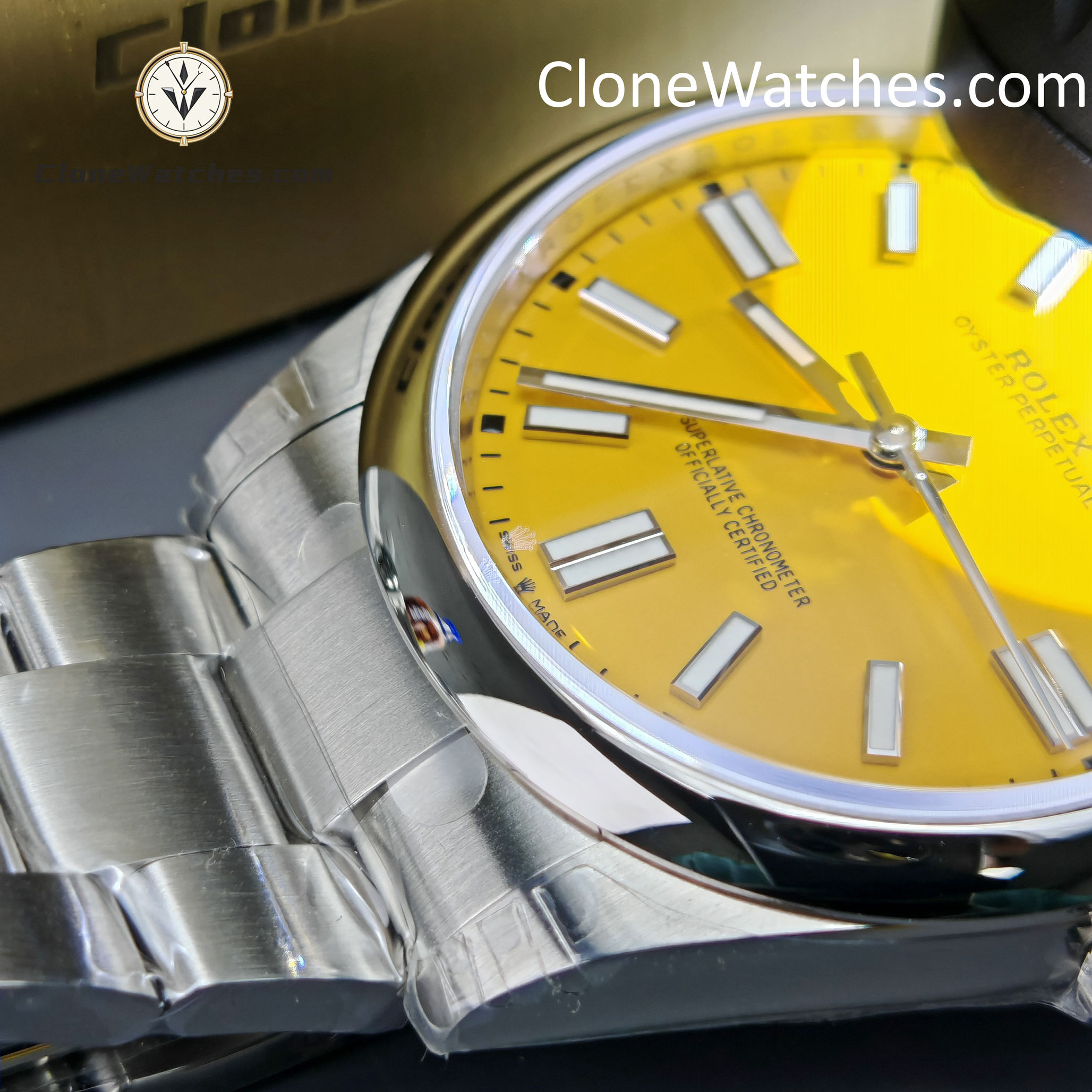 Rolex Super Clone Watches 1:1 Oyster Perpetual Yellow Dial 41mmm124300-0004 3230 Movement