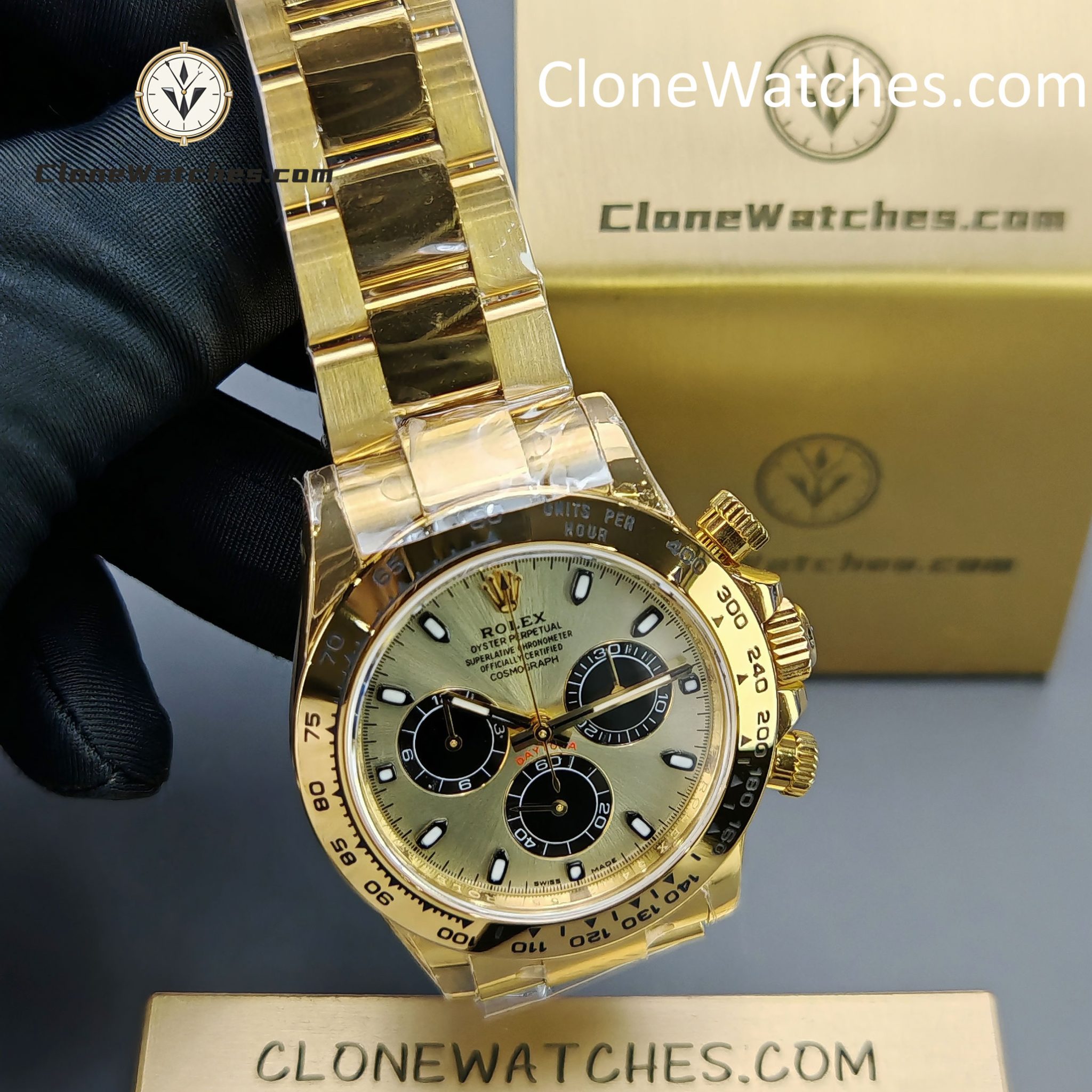 Rolex Super Clone Watches 1:1 Daytona 18K Gold Dial M116508-0014 4130 Movement