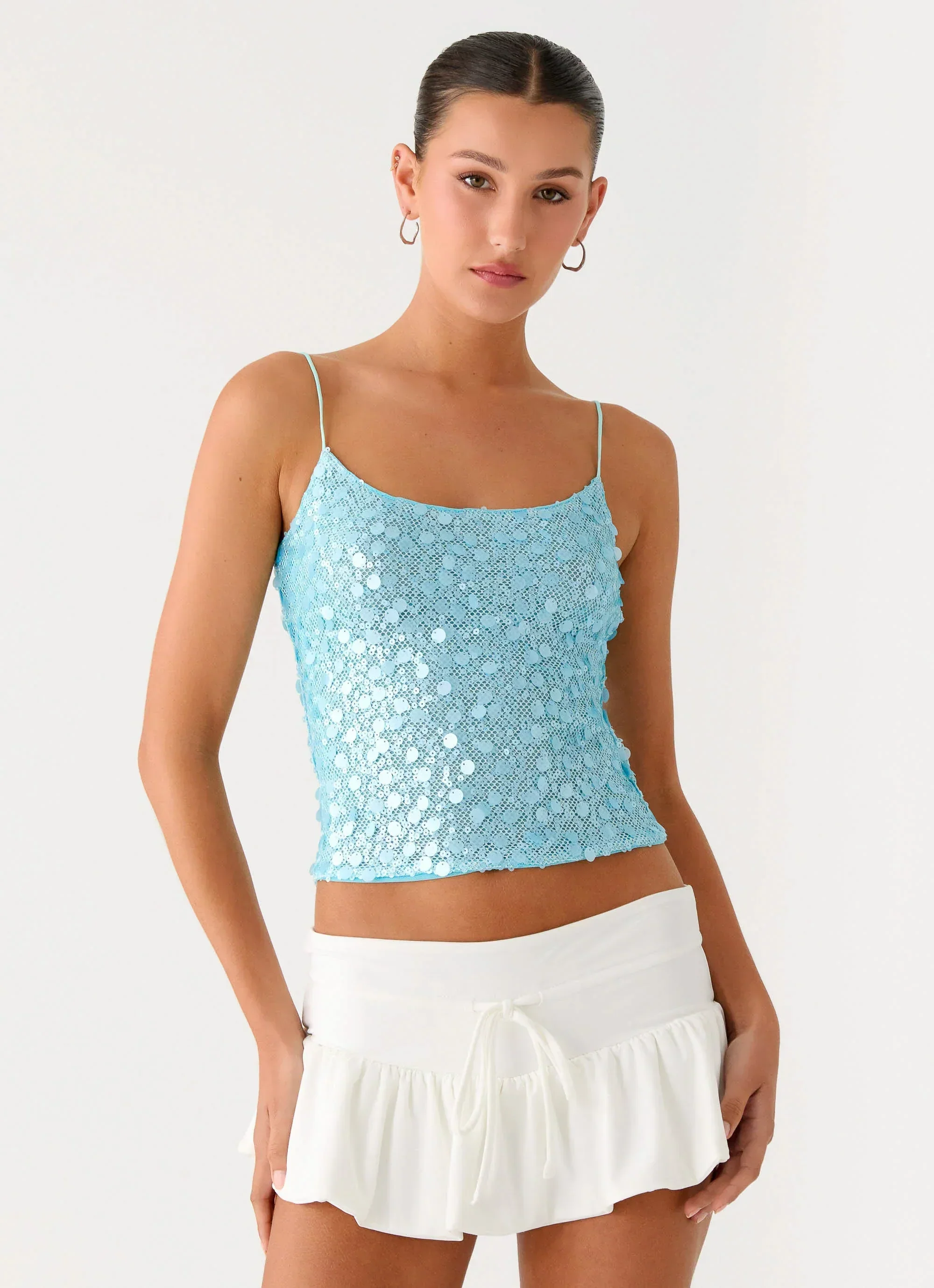 French Exit Sequin Top - Blue
