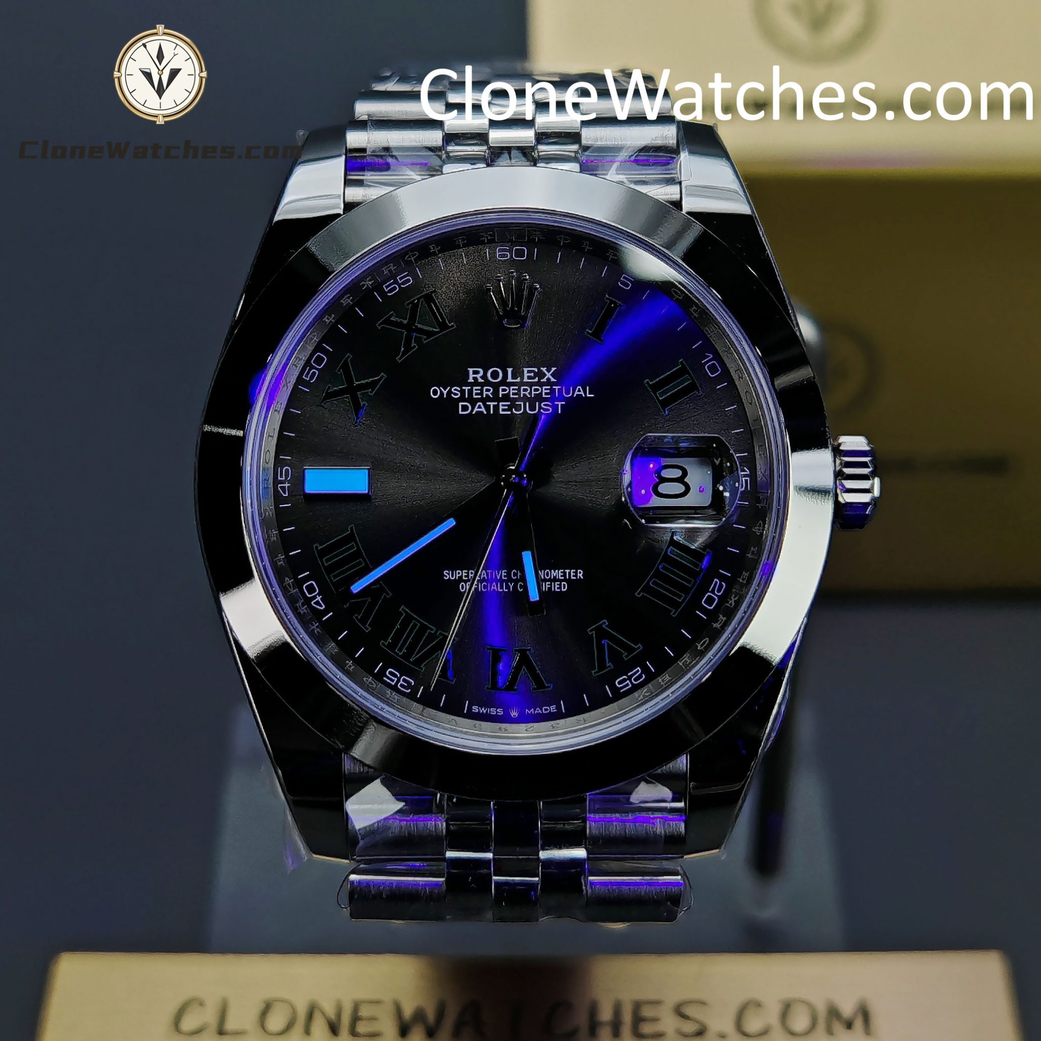 Rolex Super Clone Watches 1:1 DateJust Grey Roman Dial m126300-0014 Jubilee 41MM 3235 Movement