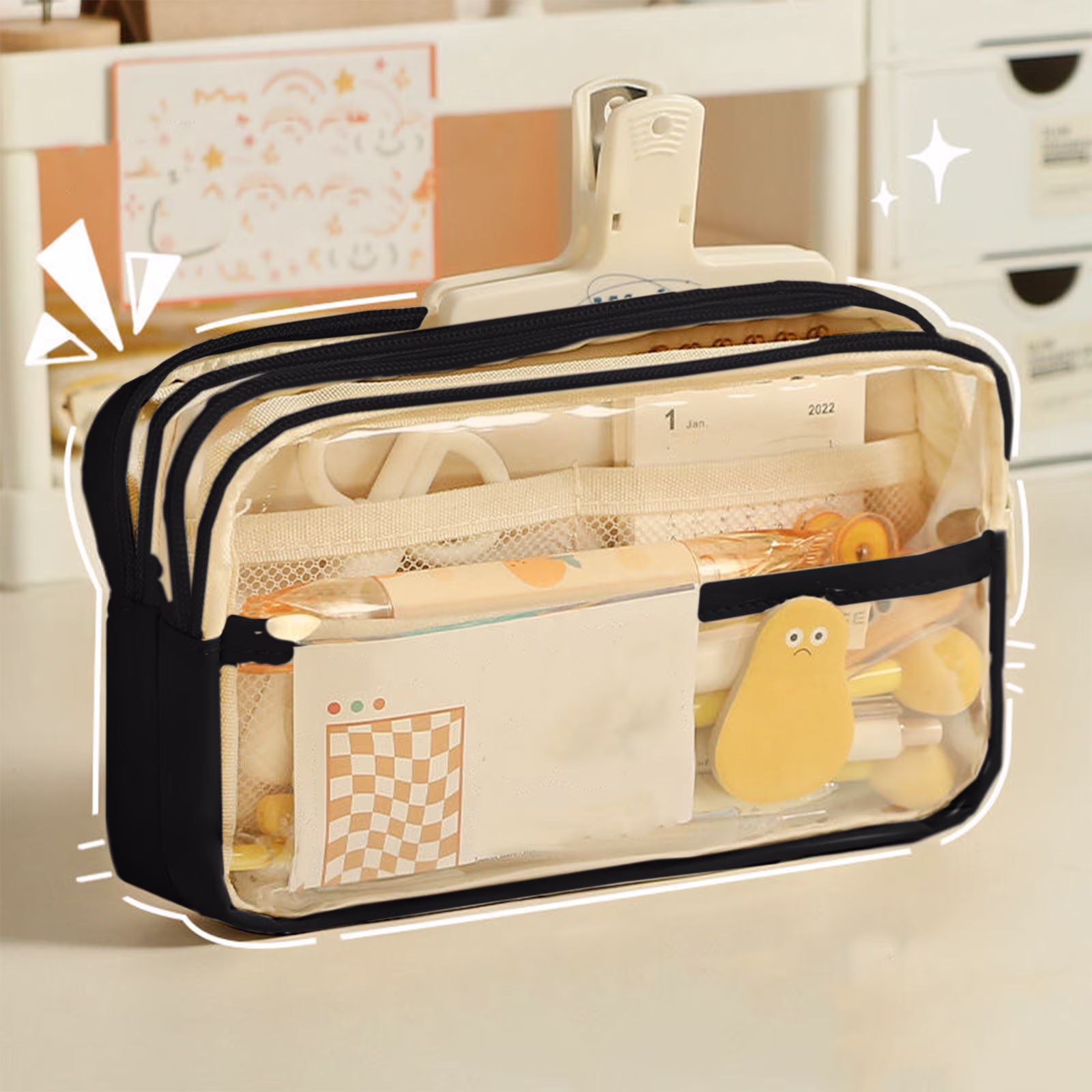 PALIFEUR Pencil Case Large Capacity Pencil Pouch, Multi-layer Aesthetic Pen Bag, Sturdy Multifunctional Pencil Bag, Pencil Box, Sky Blue